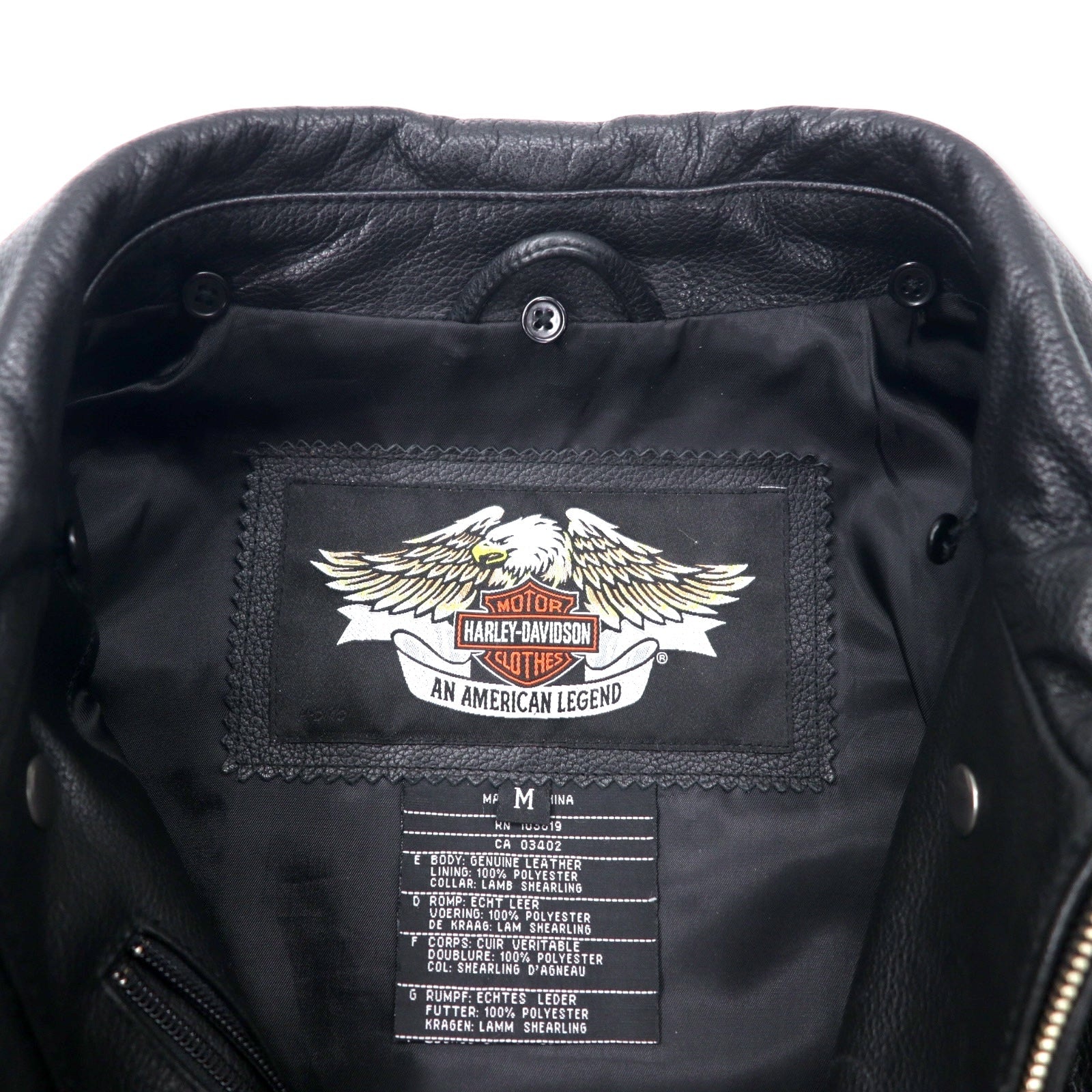 HARLEY DAVIDSON G-1 Giacca di Volo in Pelle Giubbotto Moto M Nero Pelle Zigrinata Collo in Pelliccia Staccabile Logo Ricamato sul Retro