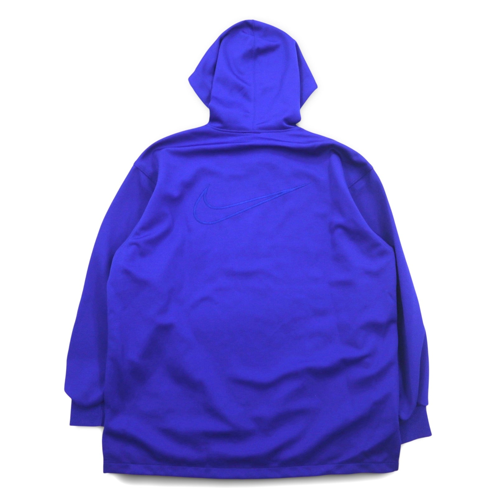 NIKE anni '90, etichetta argento, felpa sportiva con zip a metà, taglia M, blu, "Center Swoosh" e logo ricamato su entrambi i lati, made in Japan, nuova con etichette.
