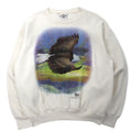 YOCOM KNITTING USA 90s felpa stampata con animali L bianca cotone Native Land