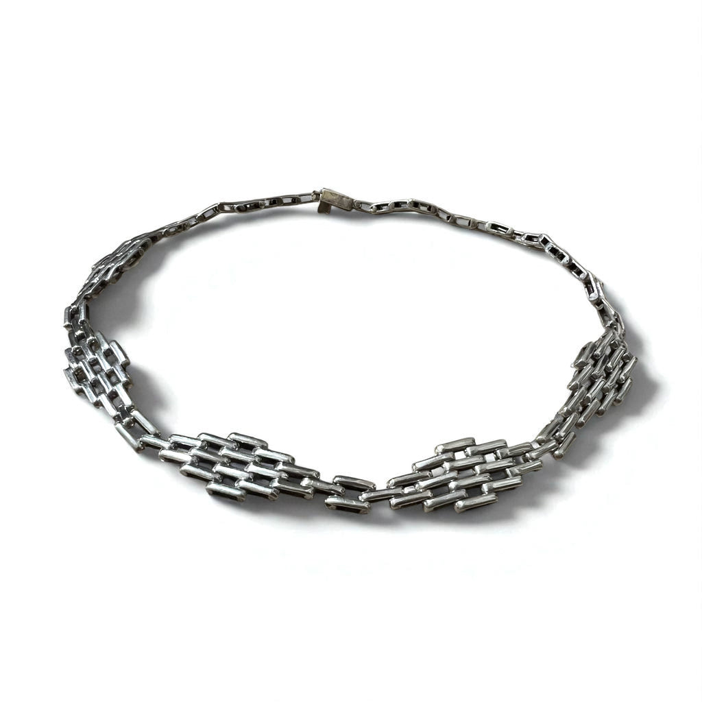 Vintage Mexican Jewelry Collana girocollo in argento modernista messicano gioielli modernisti