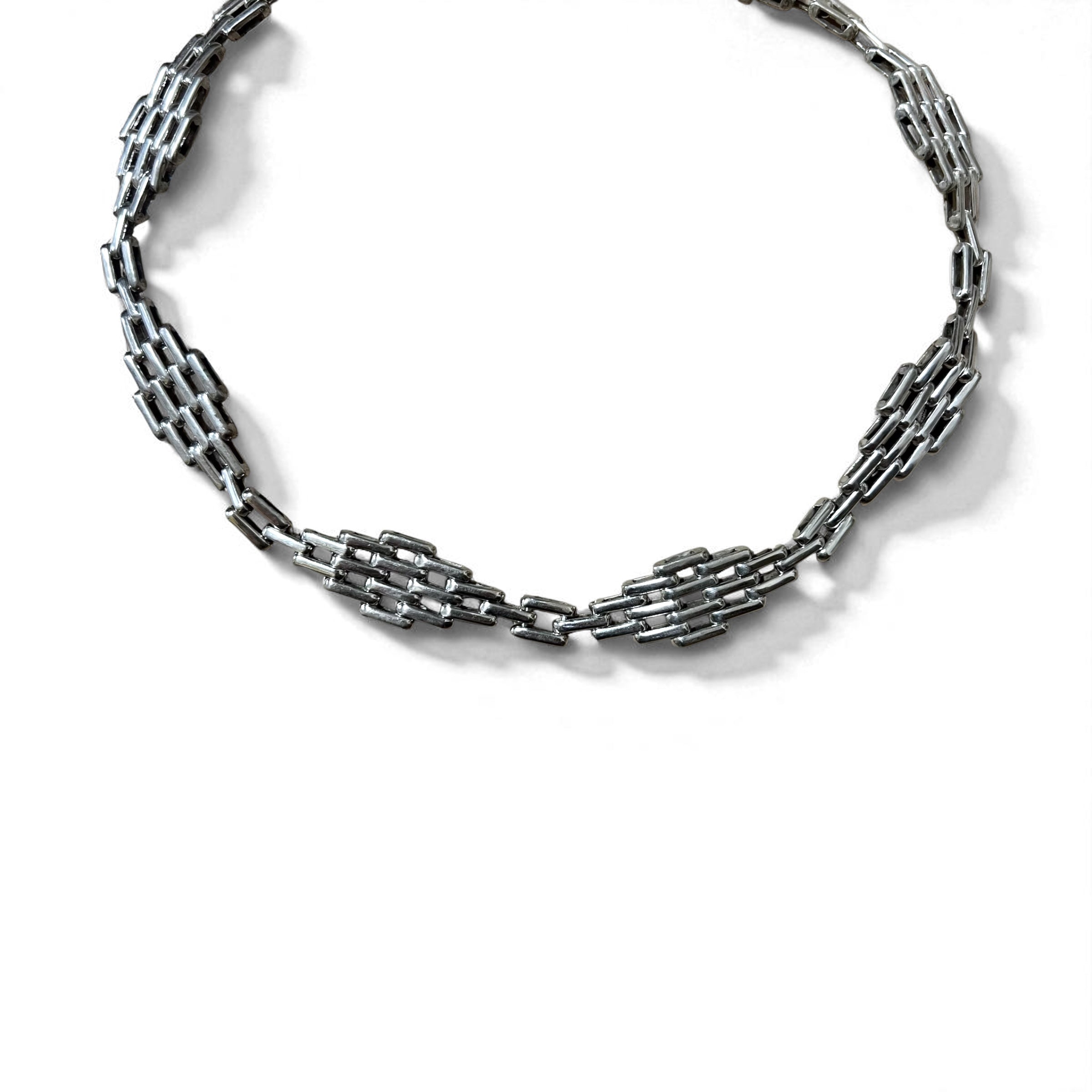 Vintage Mexican Jewelry Collana girocollo in argento modernista messicano gioielli modernisti