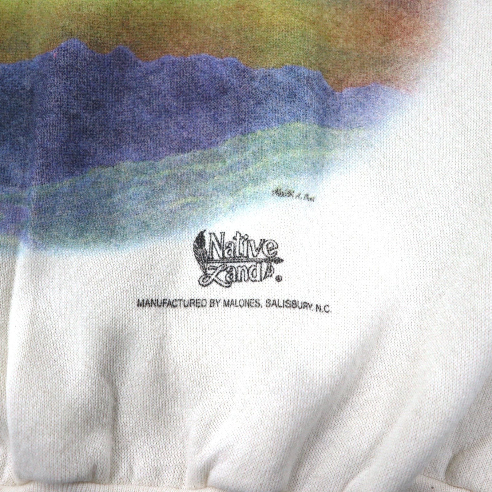 YOCOM KNITTING USA 90s felpa stampata con animali L bianca cotone Native Land