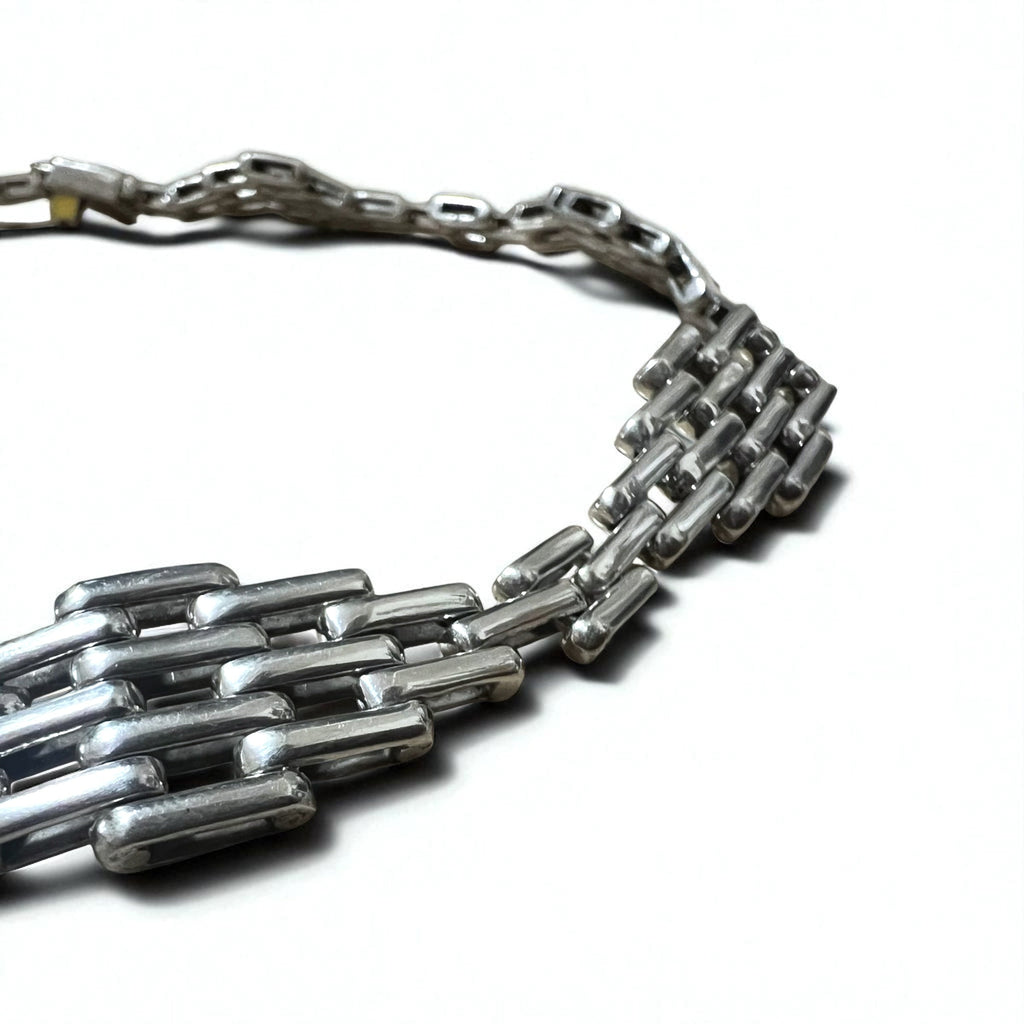 Vintage Mexican Jewelry Collana girocollo in argento modernista messicano gioielli modernisti