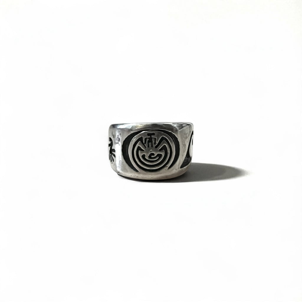 Anello vintage Hopi in argento sterling, gioielli indiani, anello Hopi Kokopelli con intarsi, misura 20, STERLING, argento