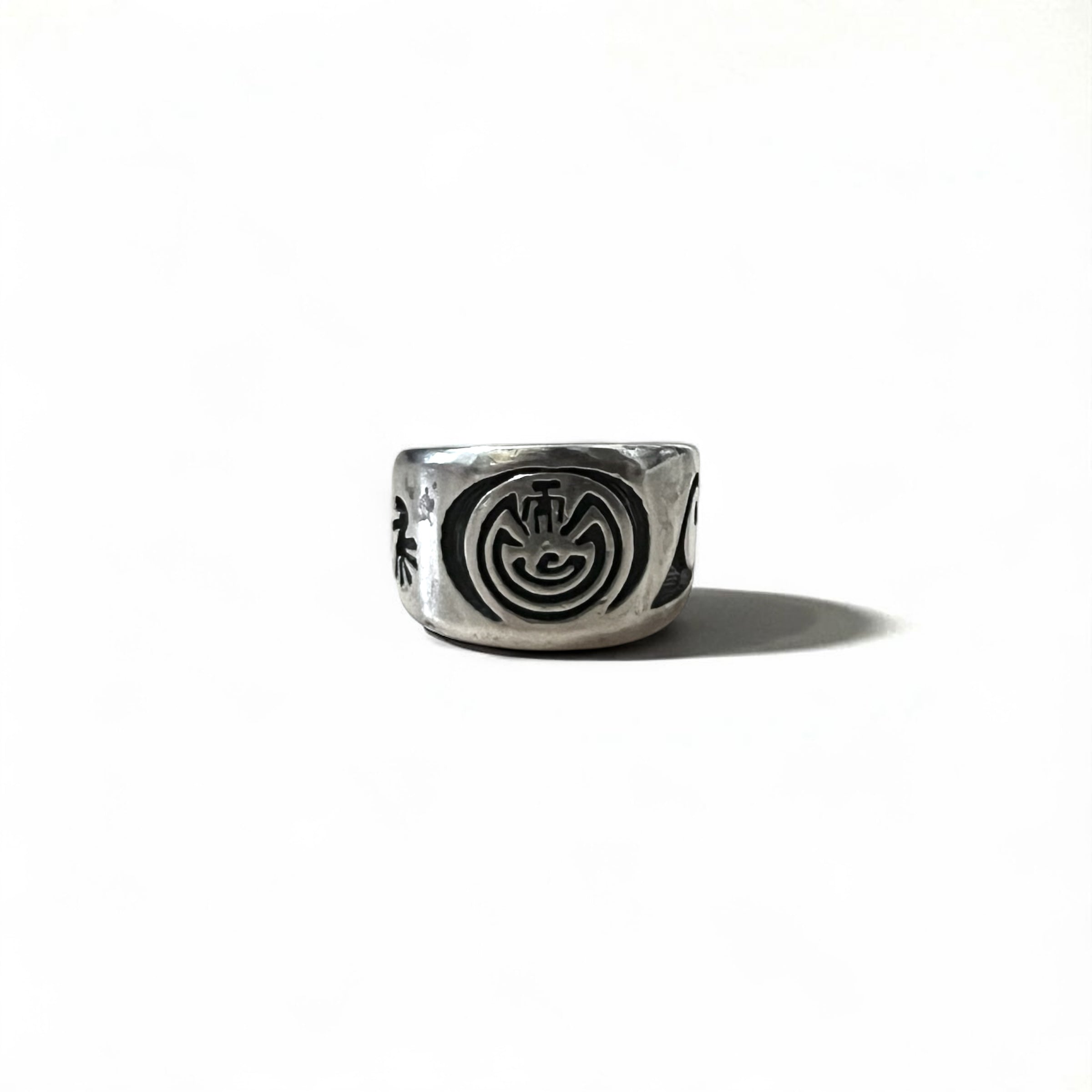 Anello vintage Hopi in argento sterling, gioielli indiani, anello Hopi Kokopelli con intarsi, misura 20, STERLING, argento