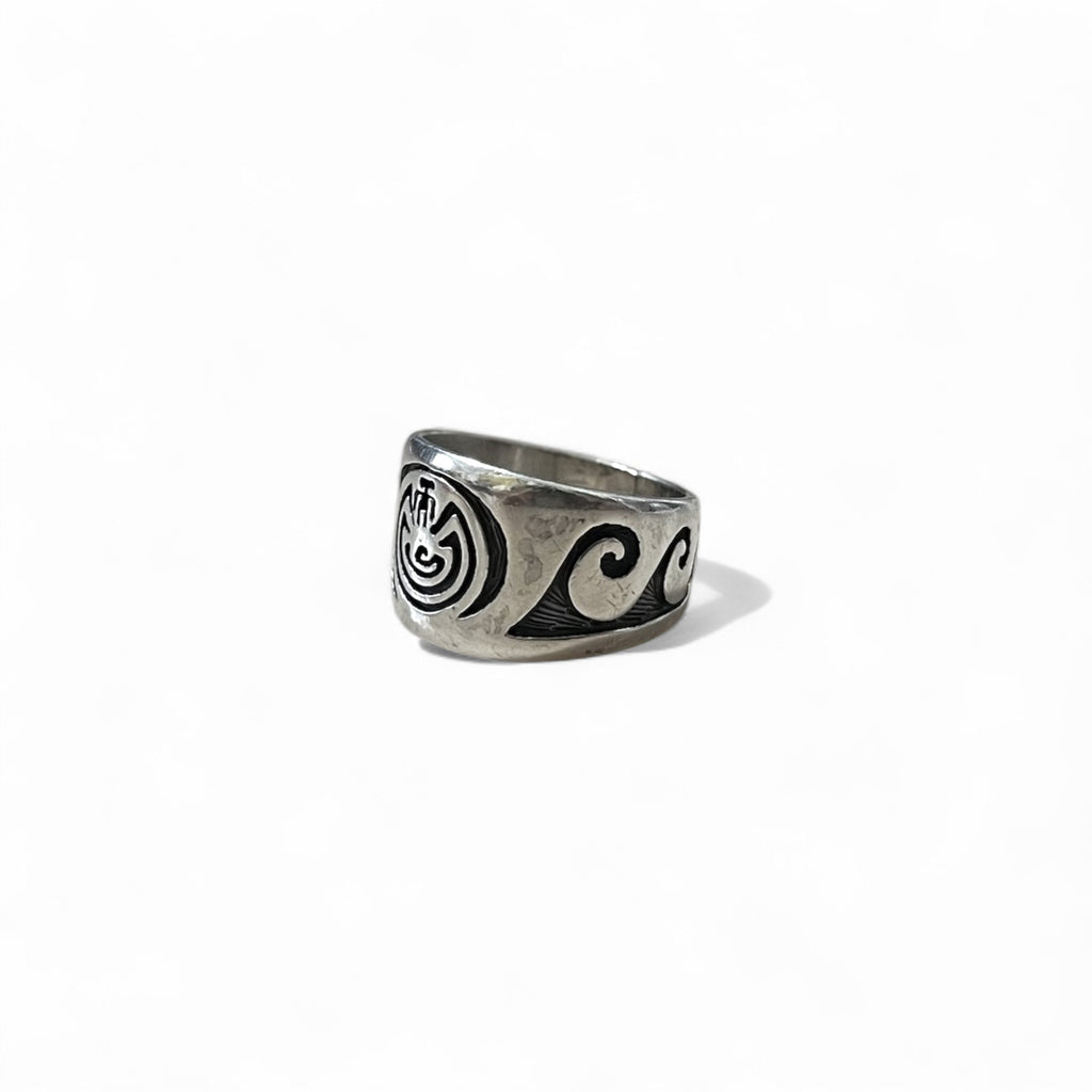 Anello vintage Hopi in argento sterling, gioielli indiani, anello Hopi Kokopelli con intarsi, misura 20, STERLING, argento