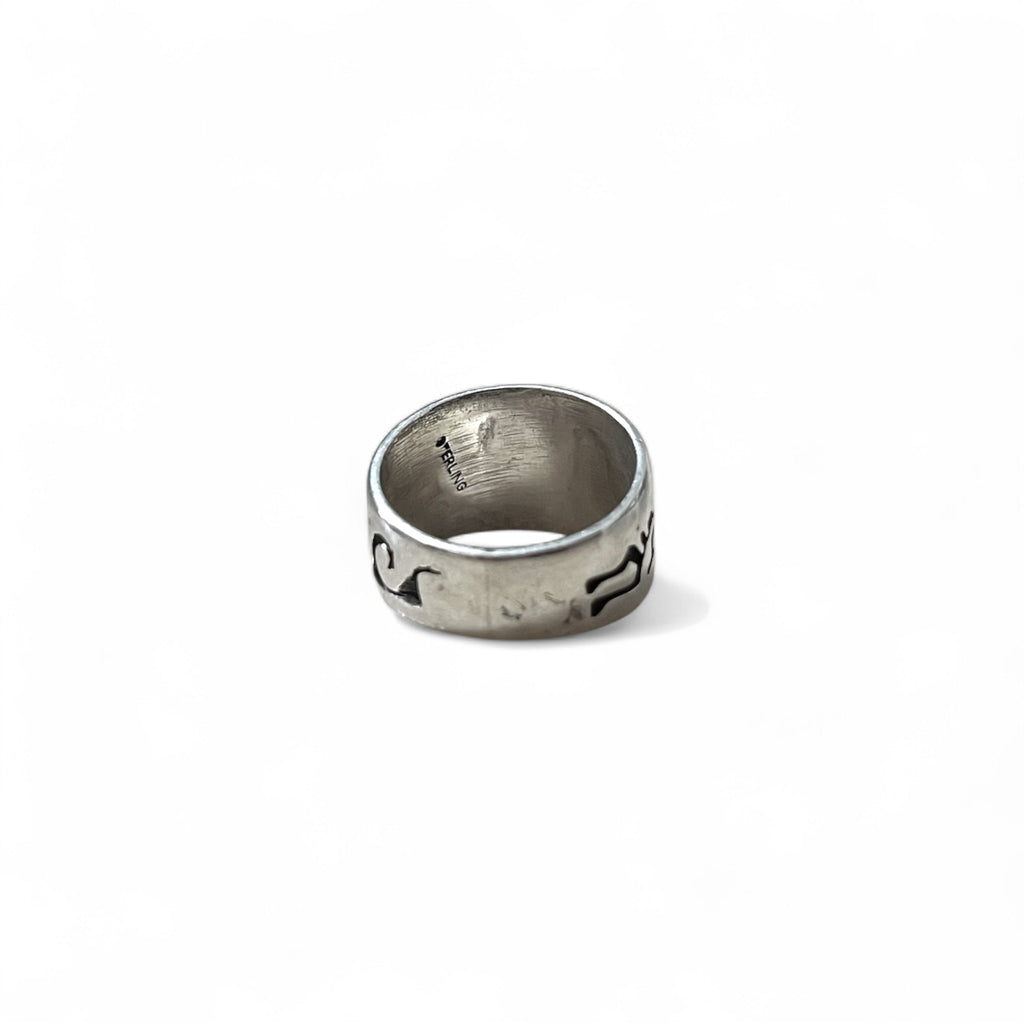 Anello vintage Hopi in argento sterling, gioielli indiani, anello Hopi Kokopelli con intarsi, misura 20, STERLING, argento