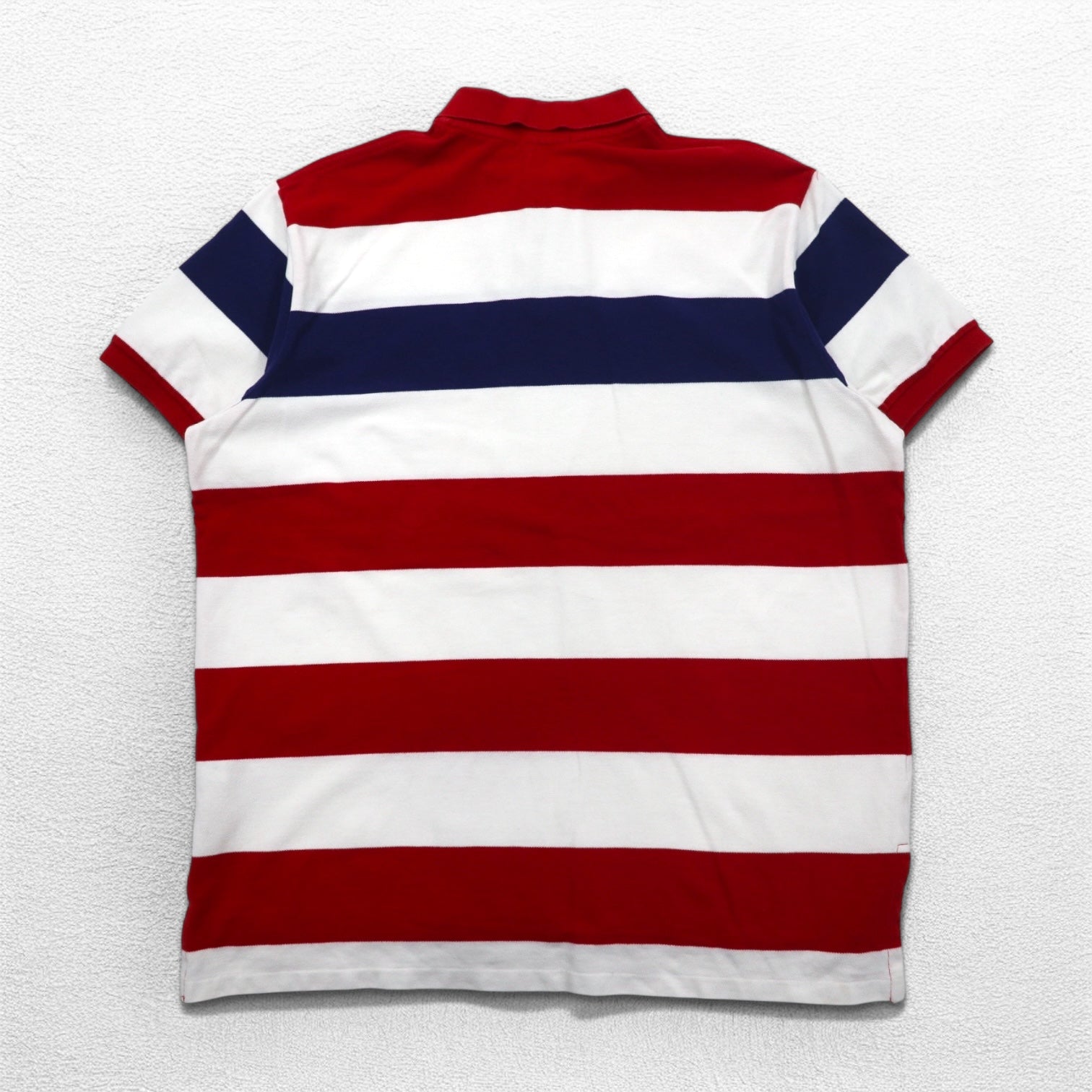 POLO RALPH LAUREN カスタムフィット ボーダー ポロシャツ 2XL レッド ホワイト トリコロール コットン 鹿の子 スモールポニー刺繍