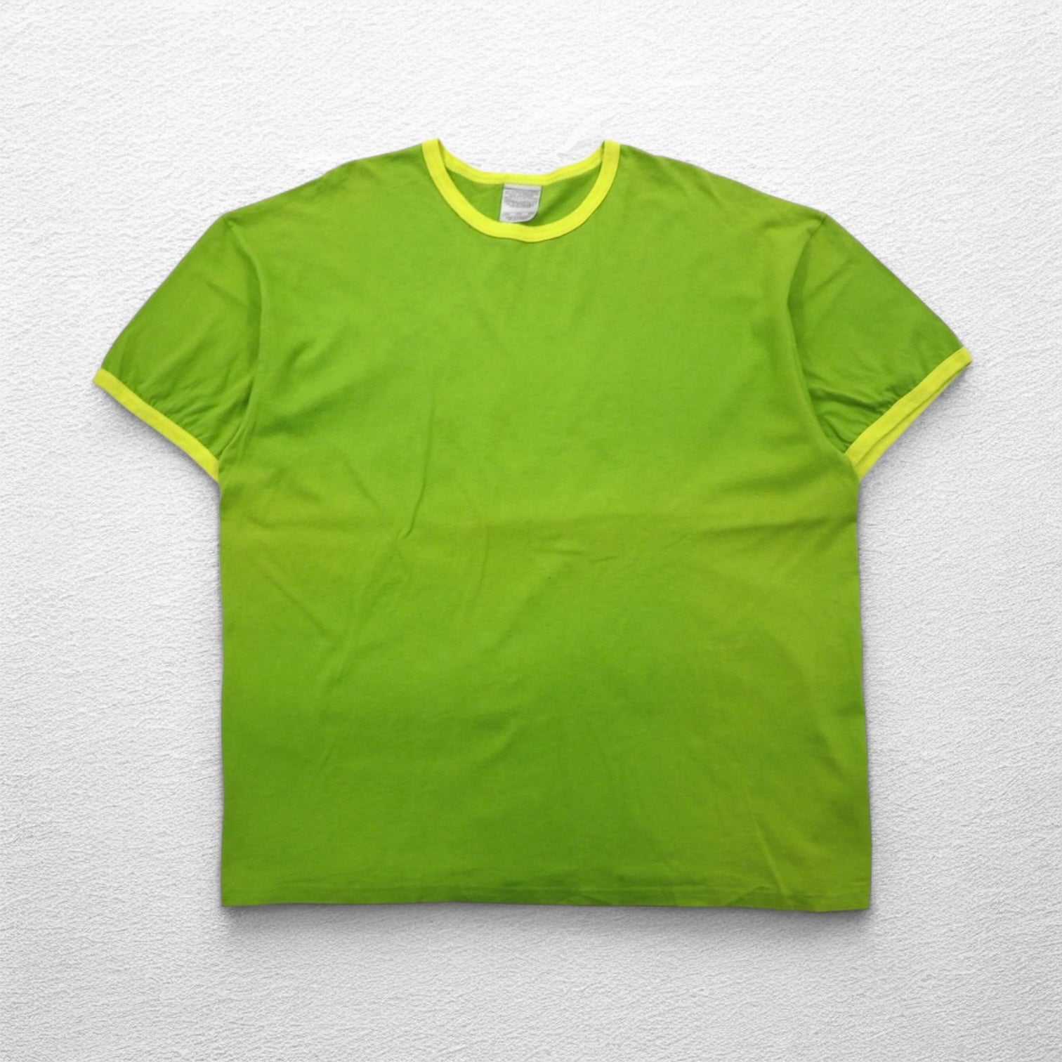 NIKE Anni 2000 Ringer T-shirt 2XL Cotone tinta unita Verde Lime