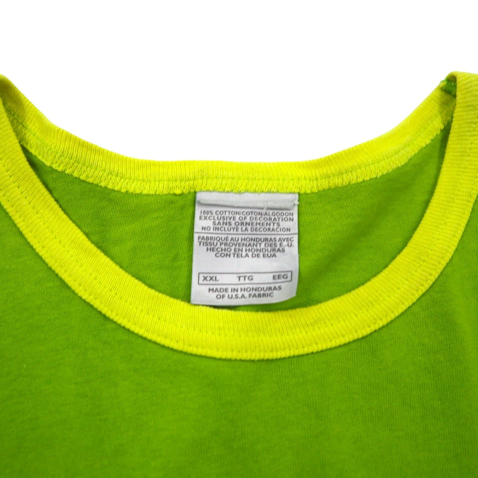 NIKE Anni 2000 Ringer T-shirt 2XL Cotone tinta unita Verde Lime
