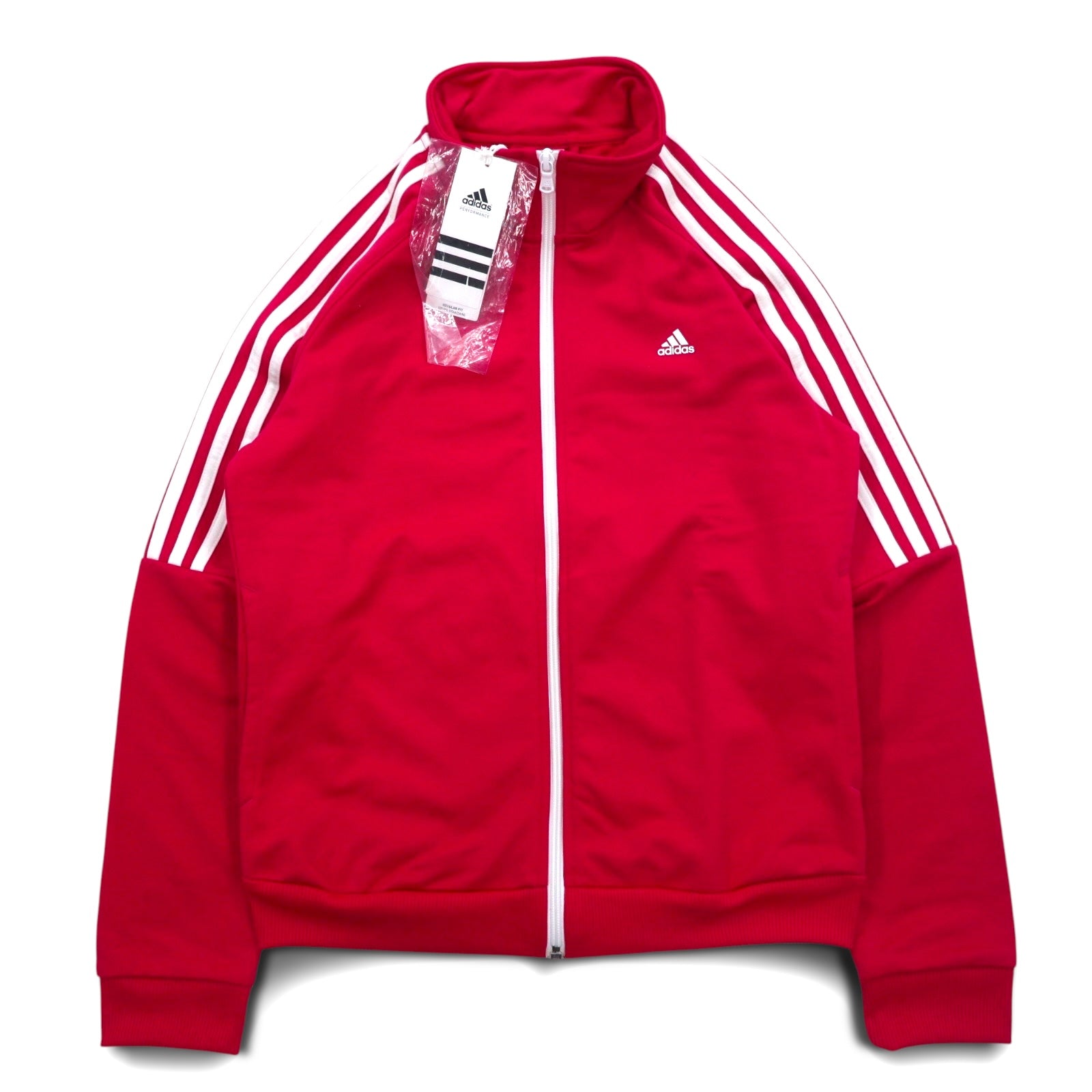 adidas Giacca sportiva con collo alto, taglia L, rosa, collo alto, 3 strisce M67314, mai usata