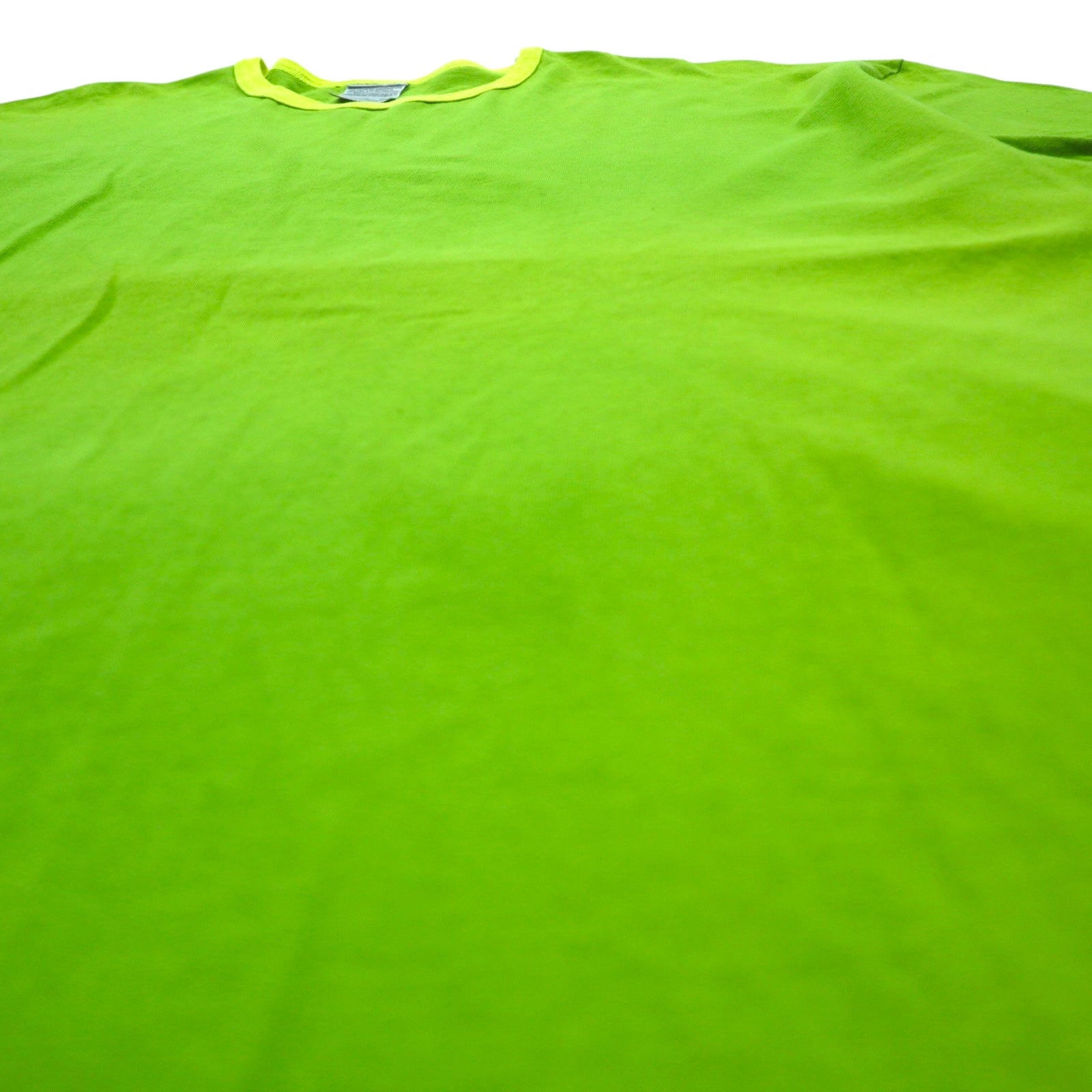 NIKE Anni 2000 Ringer T-shirt 2XL Cotone tinta unita Verde Lime