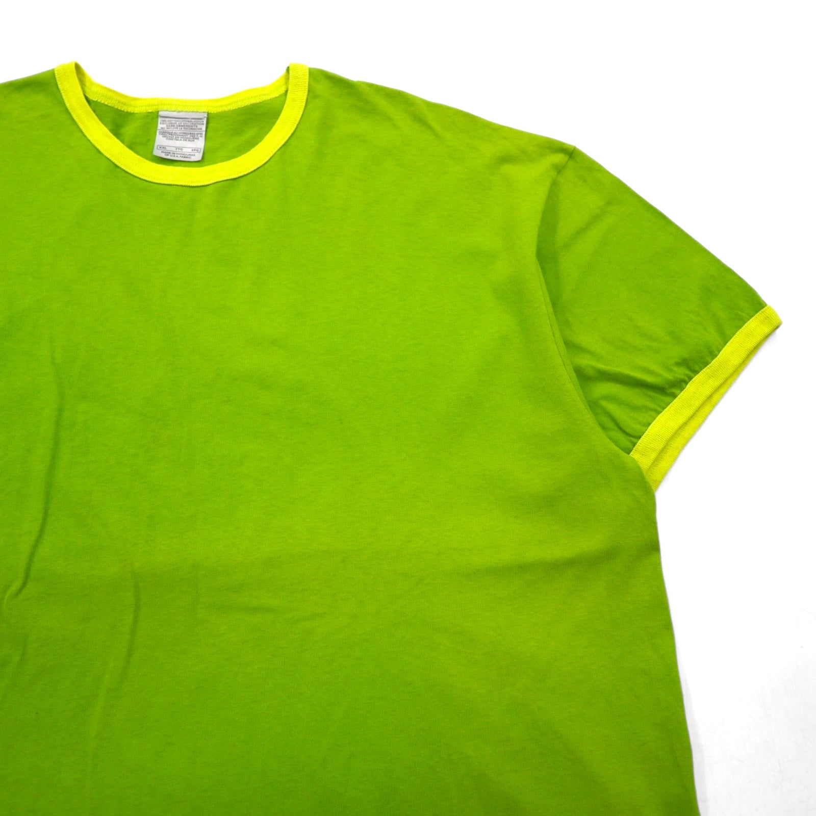NIKE Anni 2000 Ringer T-shirt 2XL Cotone tinta unita Verde Lime