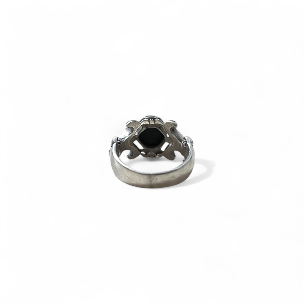 Anello vintage in argento con onice nero, anello tribale, taglia 21, argento 925