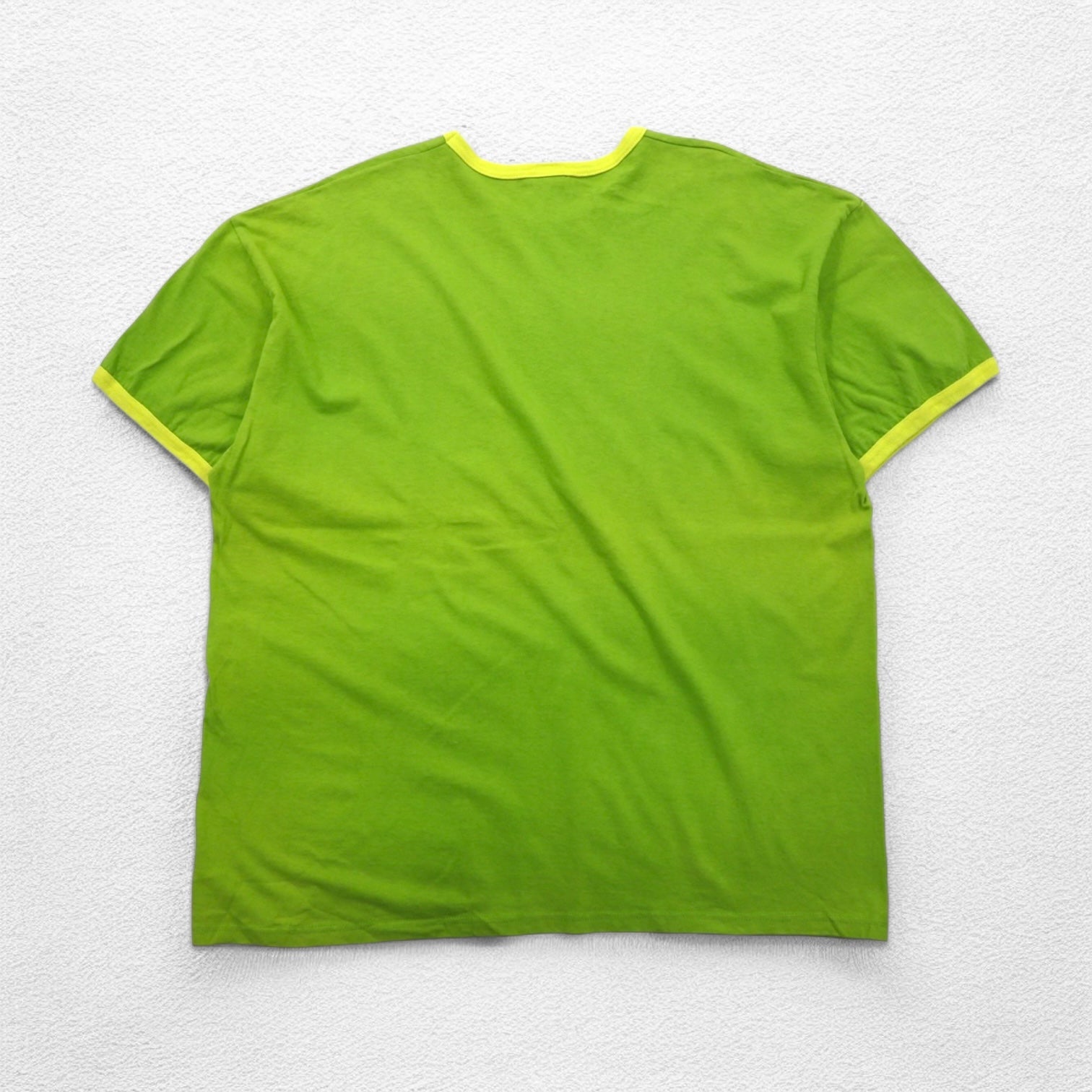 NIKE Anni 2000 Ringer T-shirt 2XL Cotone tinta unita Verde Lime