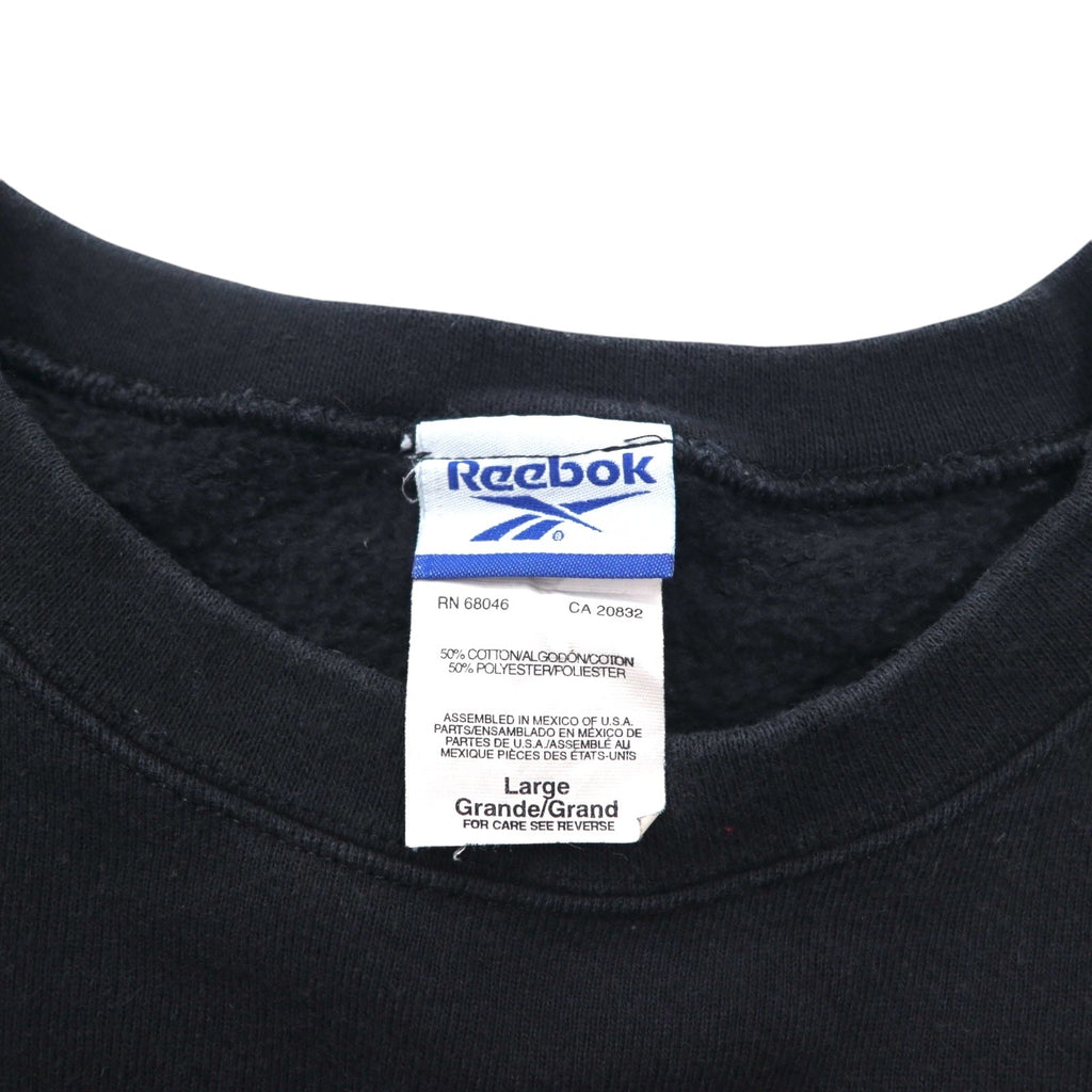 Reebok Anni '90 Felpa girocollo L Nera Cotone Logo ricamato a punto singolo
