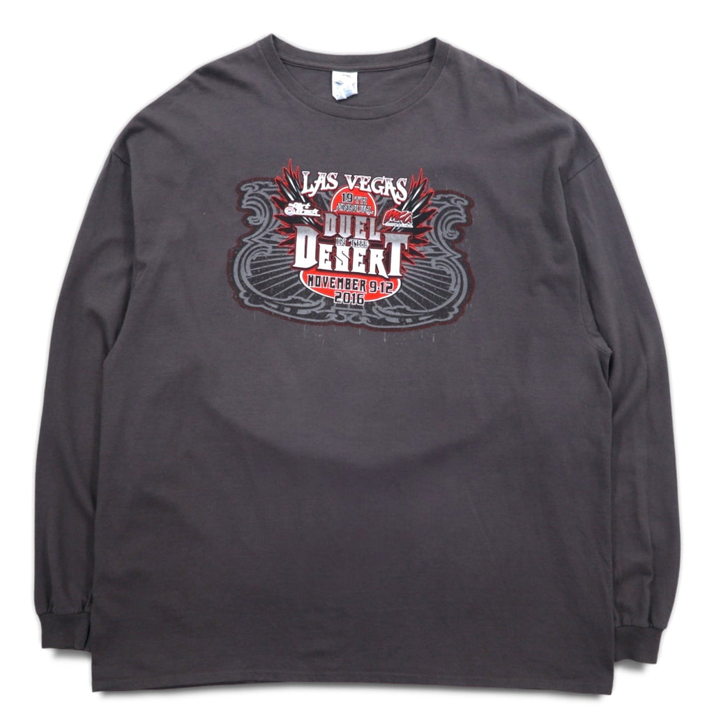 DELTA ロングスリーブTシャツ ロンT 3XL グレー 両面プリント レーシングカー DUEL IN THE DESERT