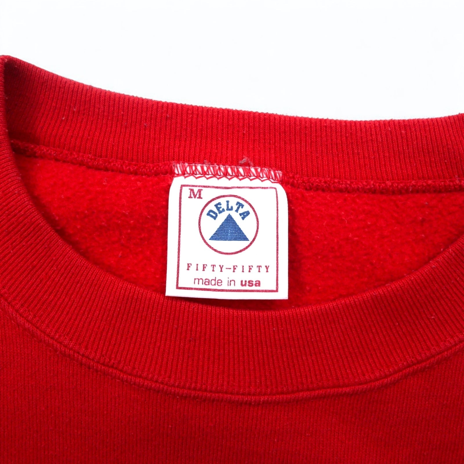 USA Made Anni '90 DELTA Stampa Felpa M Rossa Cotone FIFTY-FIFTY Felpato Panama City Beach