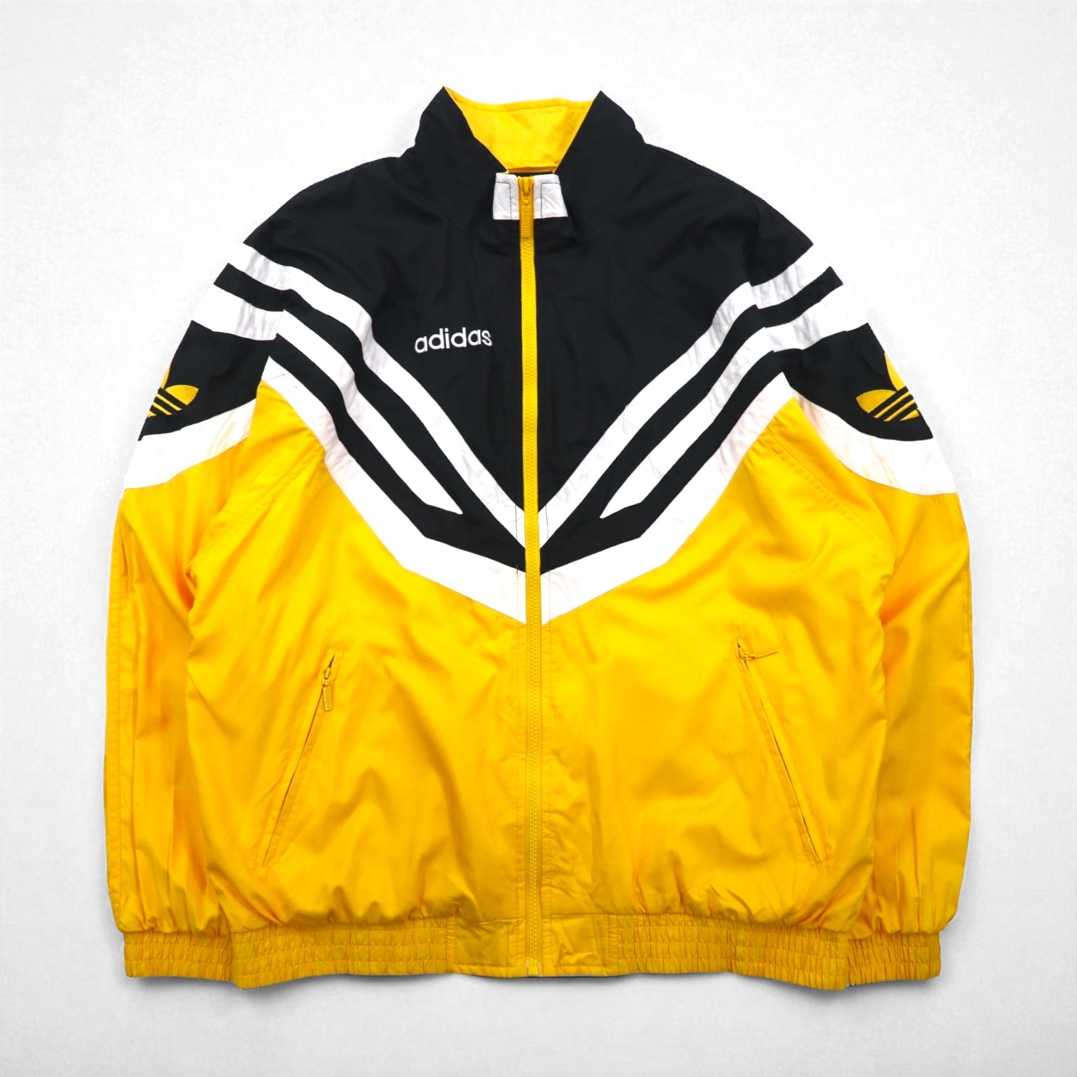 Giacca da allenamento/tuta adidas anni '90, taglia XL, gialla, con logo a trifoglio.