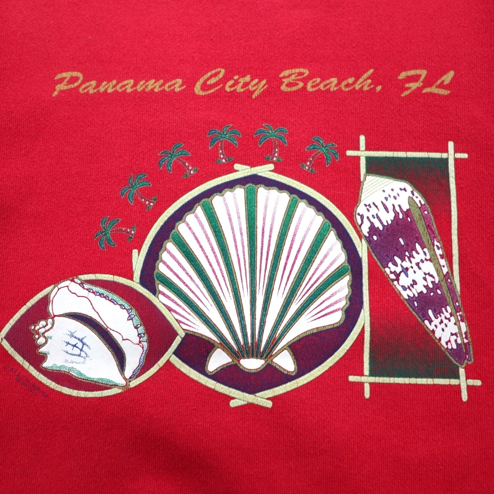 USA Made Anni '90 DELTA Stampa Felpa M Rossa Cotone FIFTY-FIFTY Felpato Panama City Beach