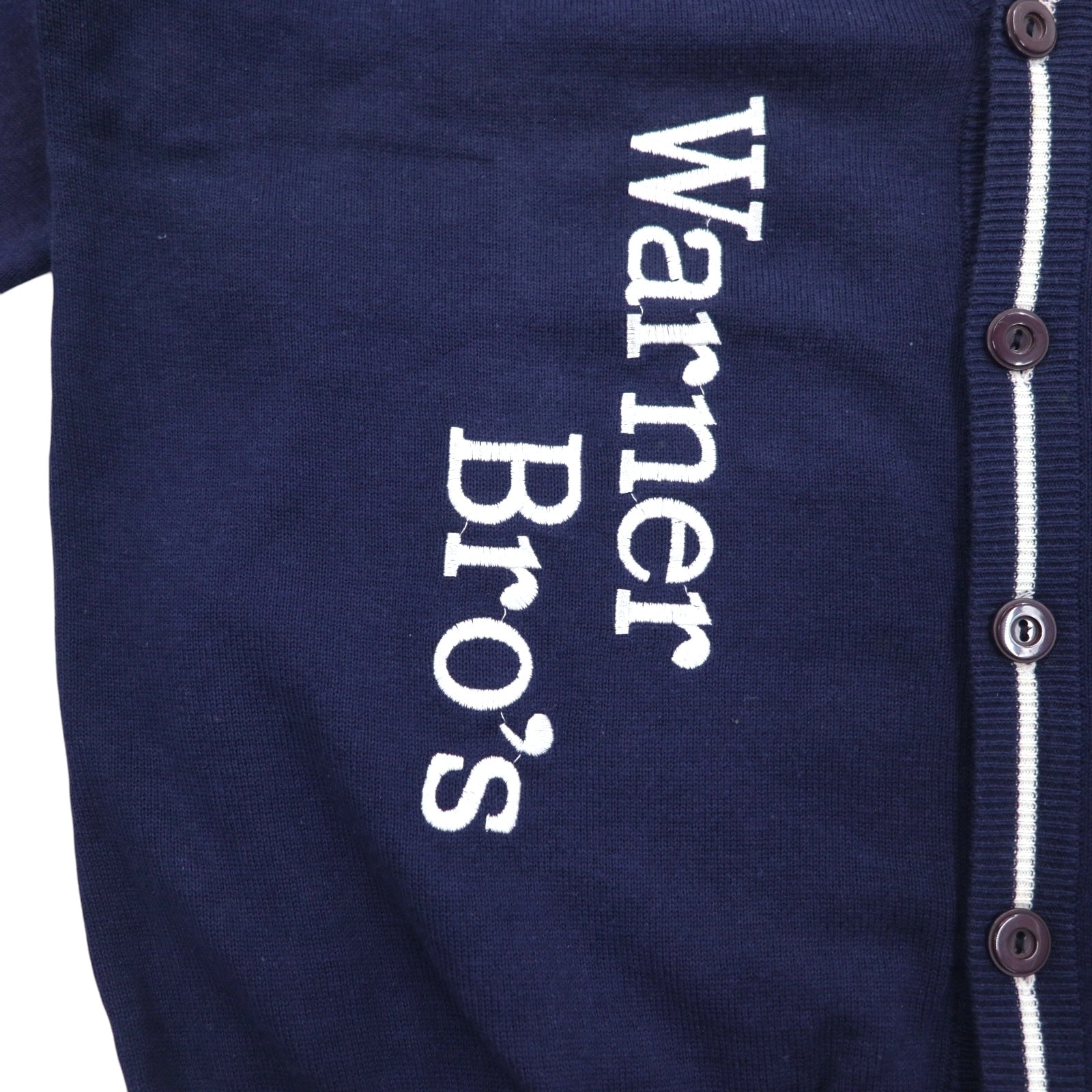 JC de Castelbajac × WARNER BROS. anni '90 Cardigan in cotone L Blu navy LOONEY TUNES Bugs Bunny Ricamo del personaggio