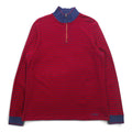 L.L.Bean ハーフジップ スウェット L レッド ネイビー ボーダー コットン 鹿の子