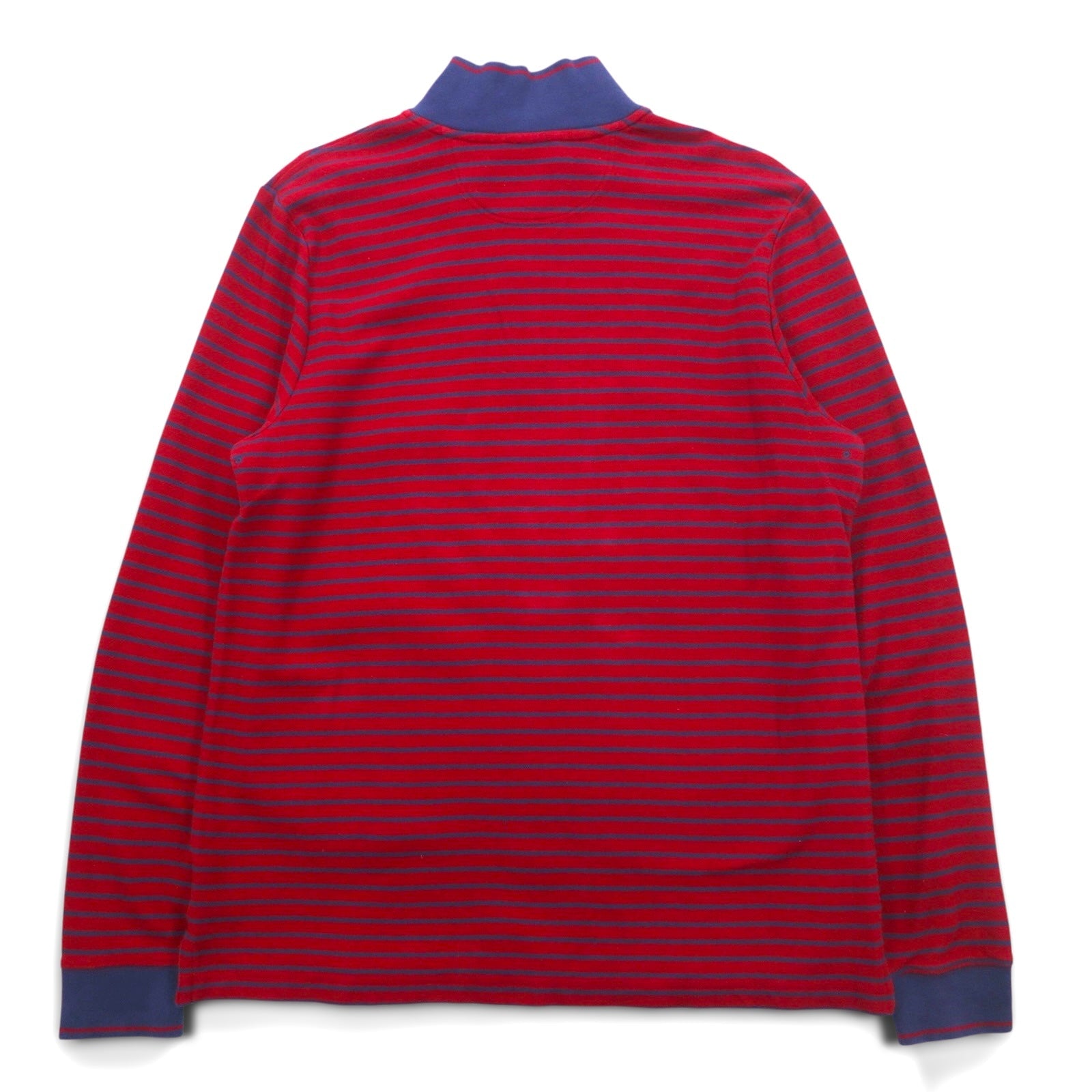 L.L.Bean Felpa mezza zip L rossa navy a righe in cotone piqué