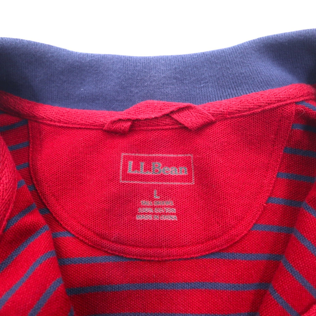 L.L.Bean ハーフジップ スウェット L レッド ネイビー ボーダー コットン 鹿の子