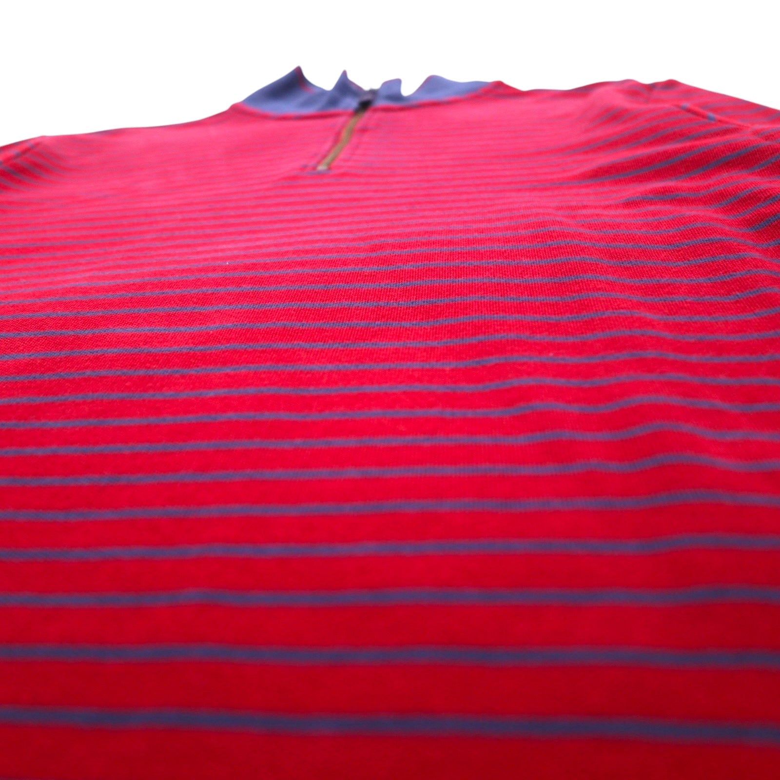 L.L.Bean Felpa mezza zip L rossa navy a righe in cotone piqué