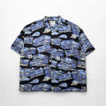 Big Dogs 90年代 アロハシャツ 4XL ビッグサイズ ブルー ブラック レーヨン 総柄 ヤシの木