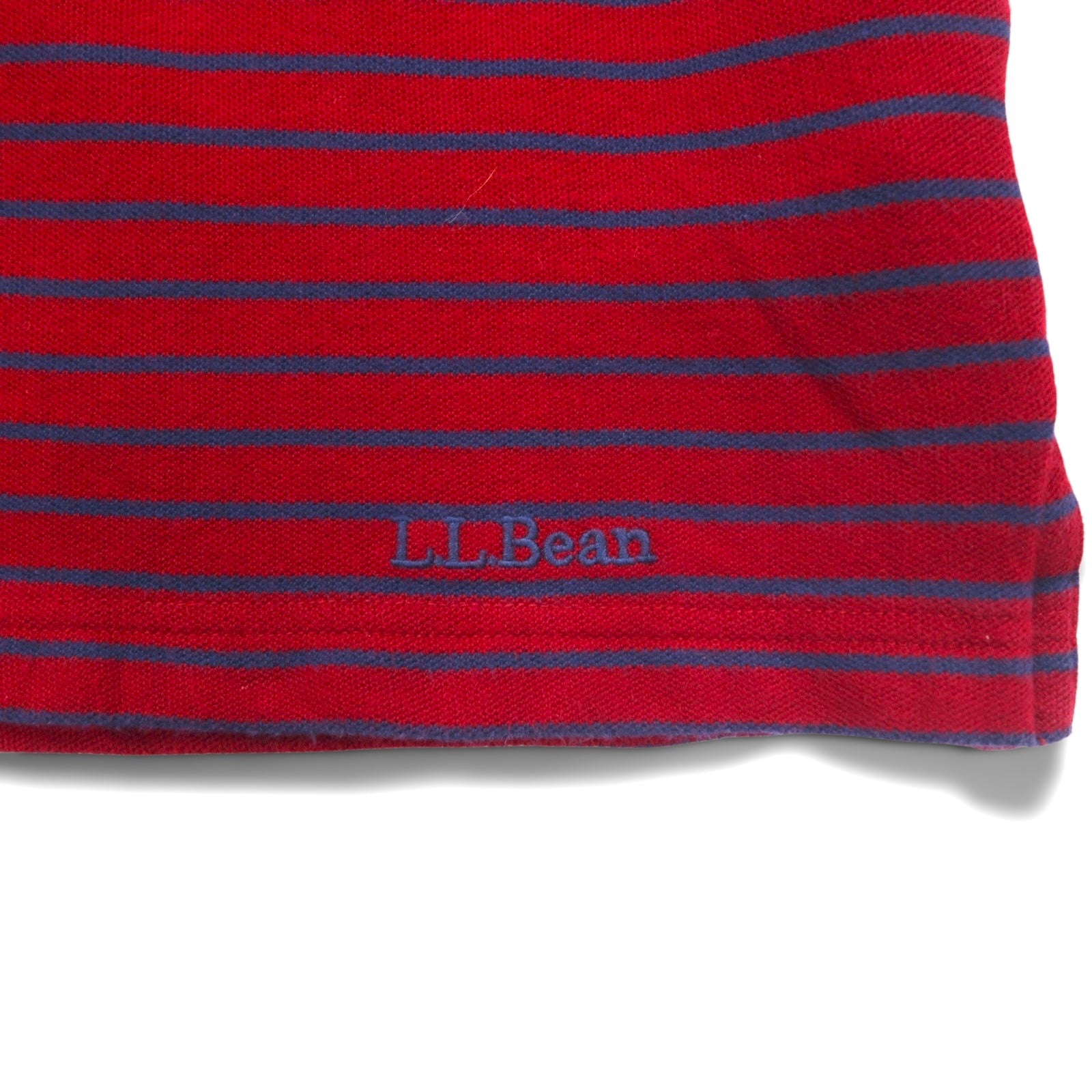 L.L.Bean Felpa mezza zip L rossa navy a righe in cotone piqué