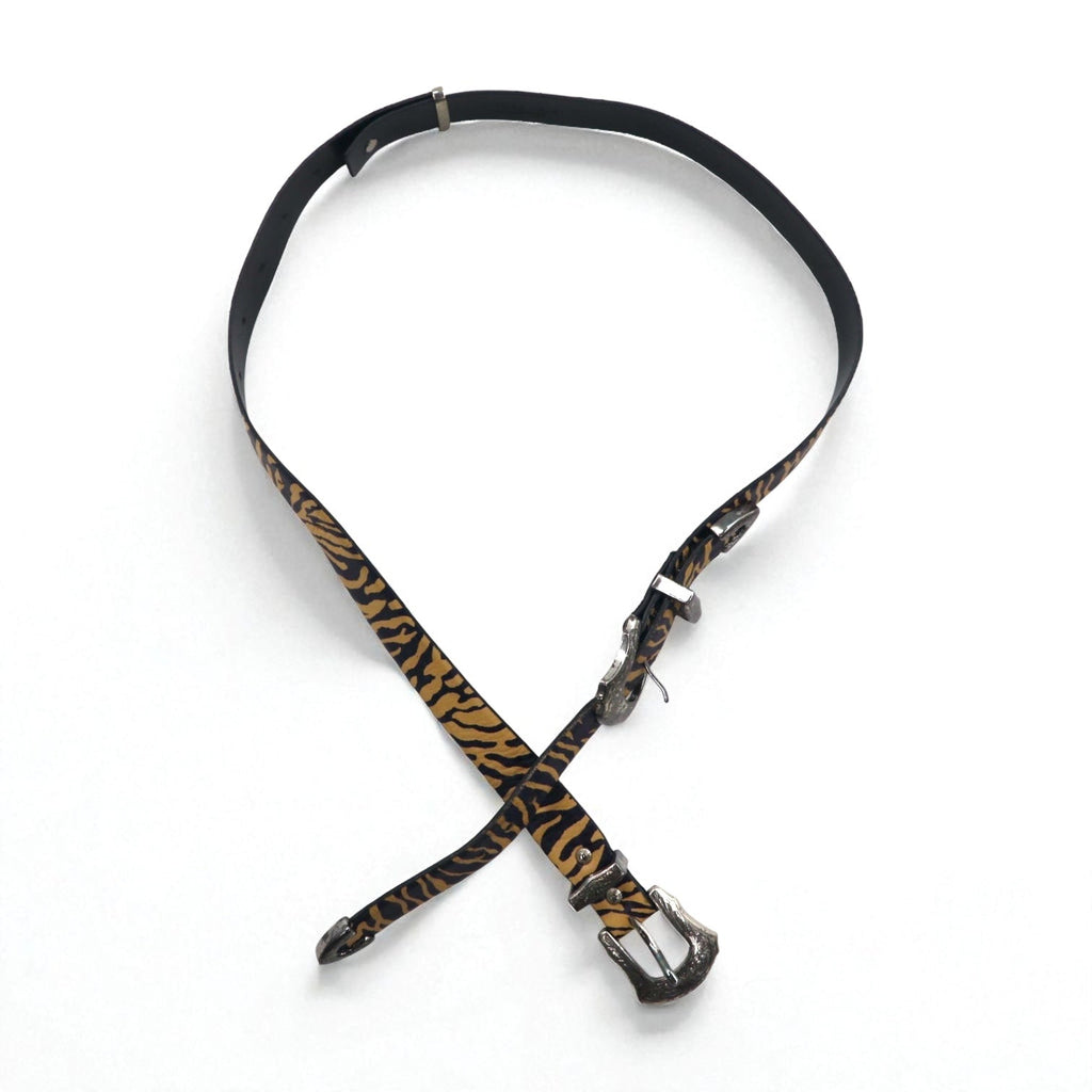 TOGA VIRILIS Cintura con doppia fibbia, zebrata, animalier, western, incisa, argento