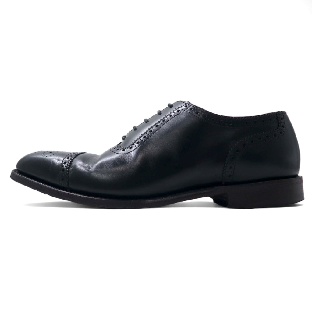 Loake Scarpe stringate brogue a punta dritta made in UK 27.5cm Nere in pelle di vitello Semibrogue Goodyear Welted STRAND 706408 Made in England
