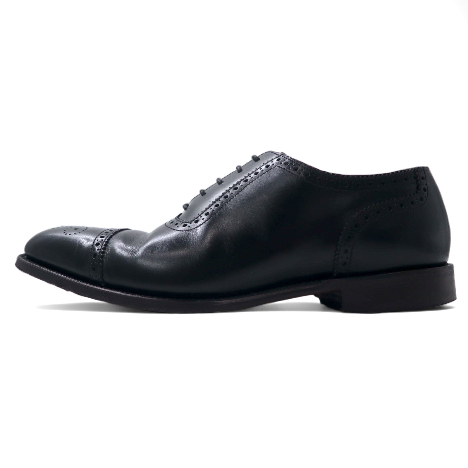 Loake Scarpe stringate brogue a punta dritta made in UK 27.5cm Nere in pelle di vitello Semibrogue Goodyear Welted STRAND 706408 Made in England