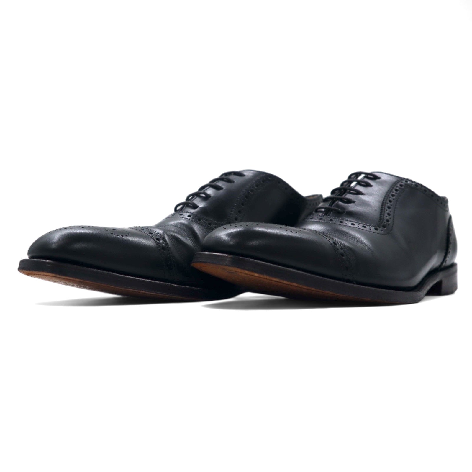 Loake Scarpe stringate brogue a punta dritta made in UK 27.5cm Nere in pelle di vitello Semibrogue Goodyear Welted STRAND 706408 Made in England