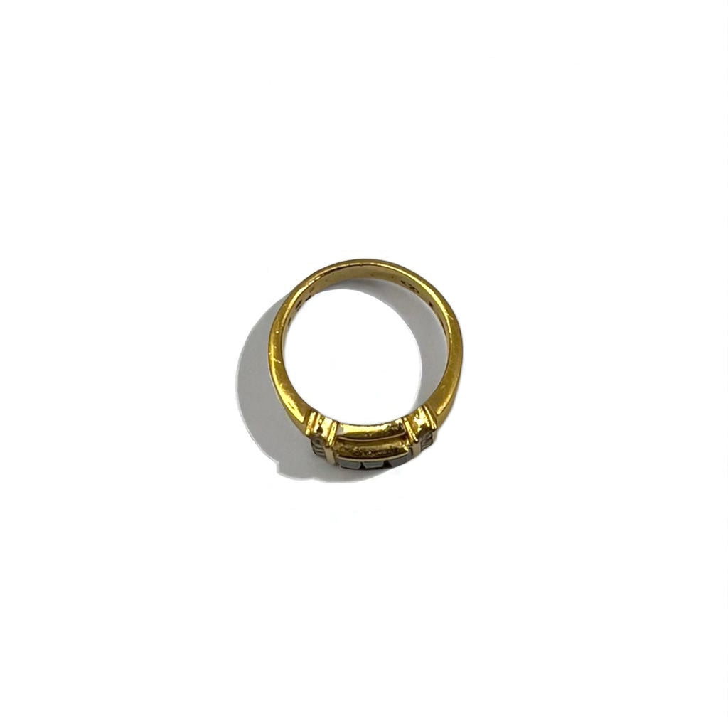 Vintage Gold Plated Retro Ring レトロ リング 指輪 11号 ゴールド 18KGP ライン カラーストーン