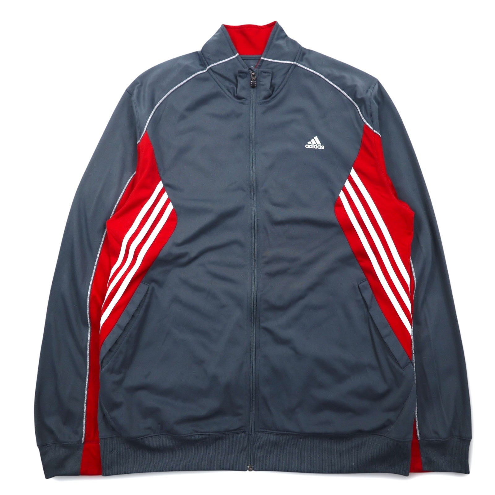 Giacca sportiva adidas oversize con 3 strisce, tuta sportiva, 4XL, grigio e rosso, in poliestere