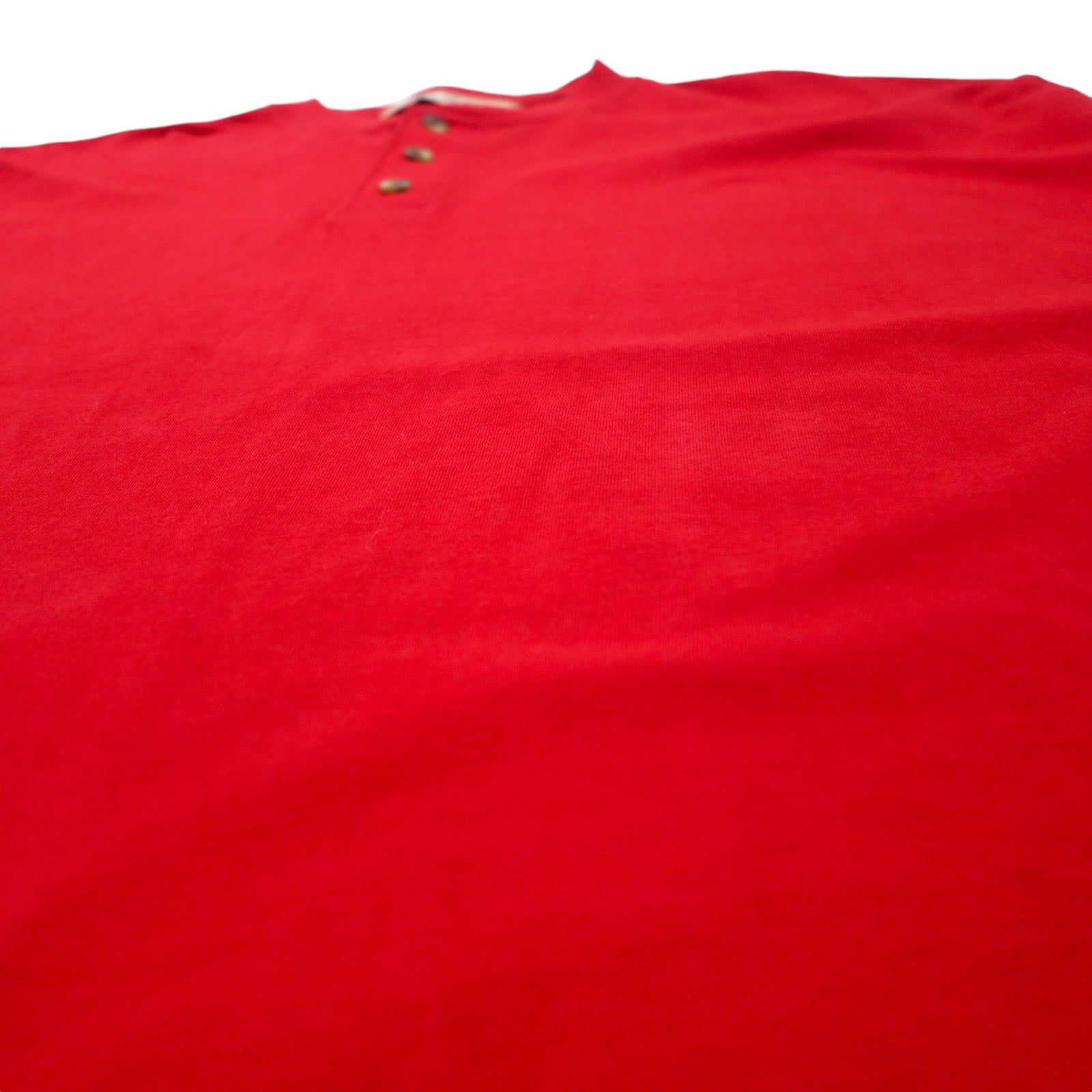 BIG MAC anni '90 T-shirt a maniche lunghe con scollo Henley, taglia L, colore rosso, cotone, taglia grande