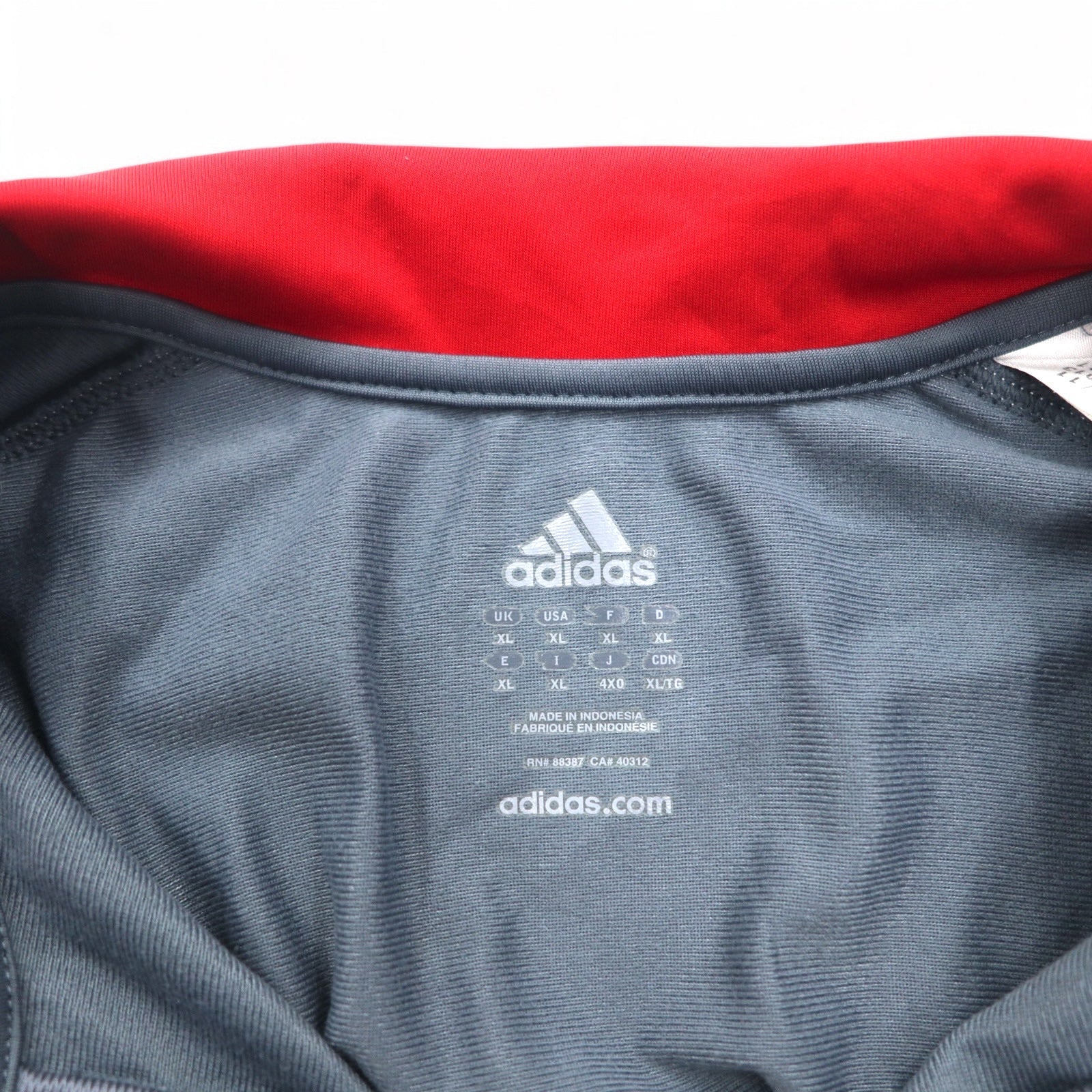Giacca sportiva adidas oversize con 3 strisce, tuta sportiva, 4XL, grigio e rosso, in poliestere