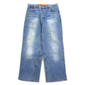 TOMMY JEANS Pantaloni larghi in denim stile baggy anni '90, taglia L, colore indaco, chiusura con cerniera lampo