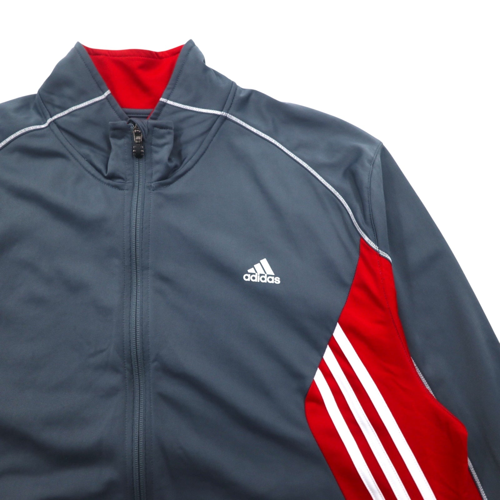Giacca sportiva adidas oversize con 3 strisce, tuta sportiva, 4XL, grigio e rosso, in poliestere