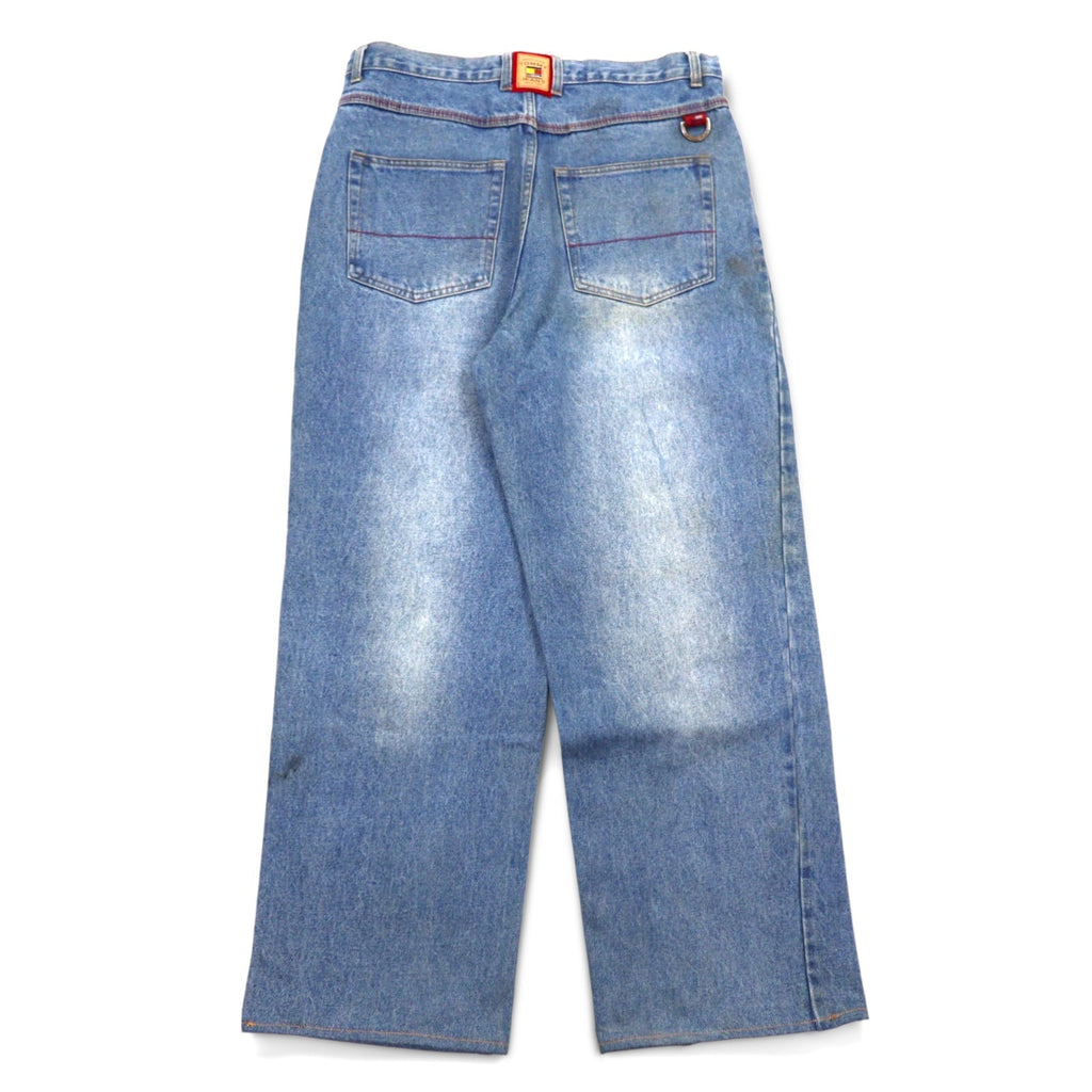 TOMMY JEANS Pantaloni larghi in denim stile baggy anni '90, taglia L, colore indaco, chiusura con cerniera lampo