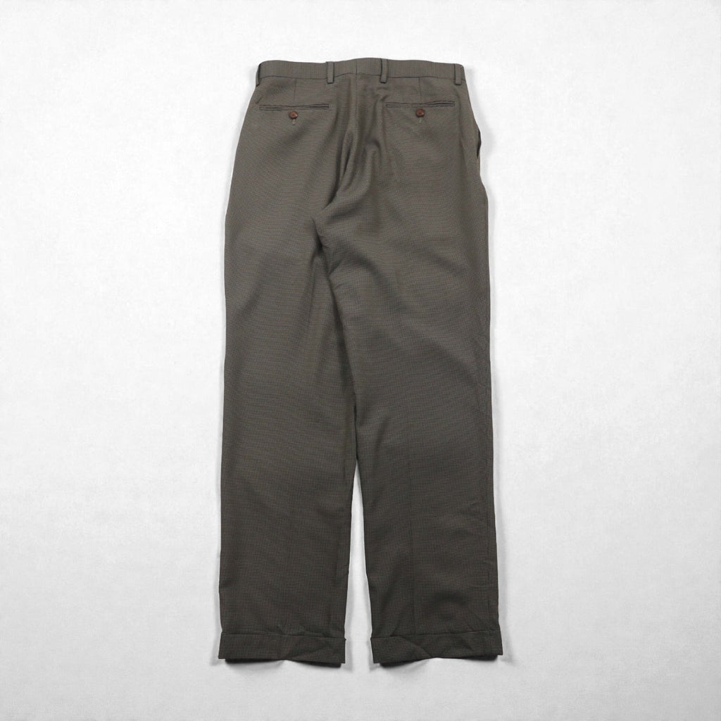 Ralph Lauren 90年代 2タック プリーツ スラックス パンツ M グレー ガンクラブチェック WASHABLE ダブルカフス