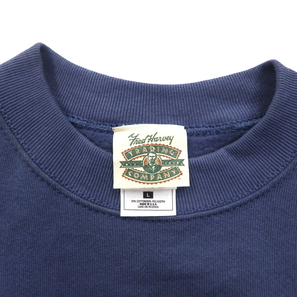 Felpa FRUIT OF THE LOOM anni '90, Made in USA, taglia L, blu navy, interno felpato, GRAND CANYON ricamato, Fred Harvey