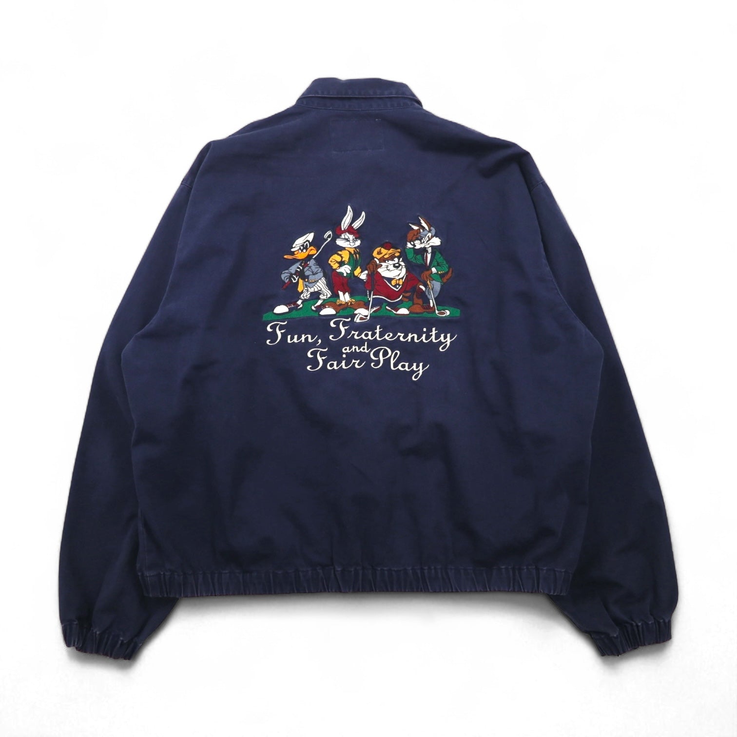 ACME CLOTHING × Warner Bros. 90年代 LOONEY TUNES スウィングトップ ハリントンジャケット XL ネイビー  キャラクター刺繍  ルーニーチューンズ