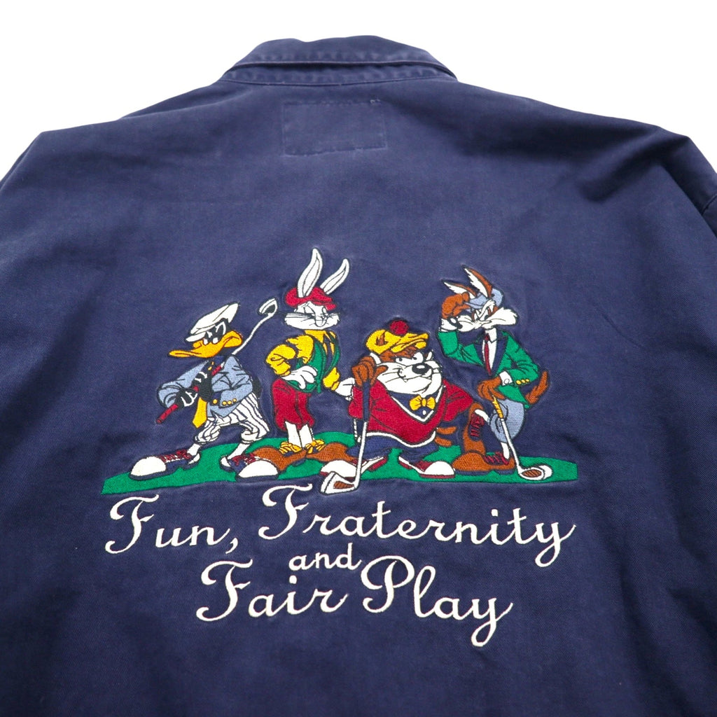 ACME CLOTHING × Warner Bros. 90年代 LOONEY TUNES スウィングトップ ハリントンジャケット XL ネイビー  キャラクター刺繍  ルーニーチューンズ