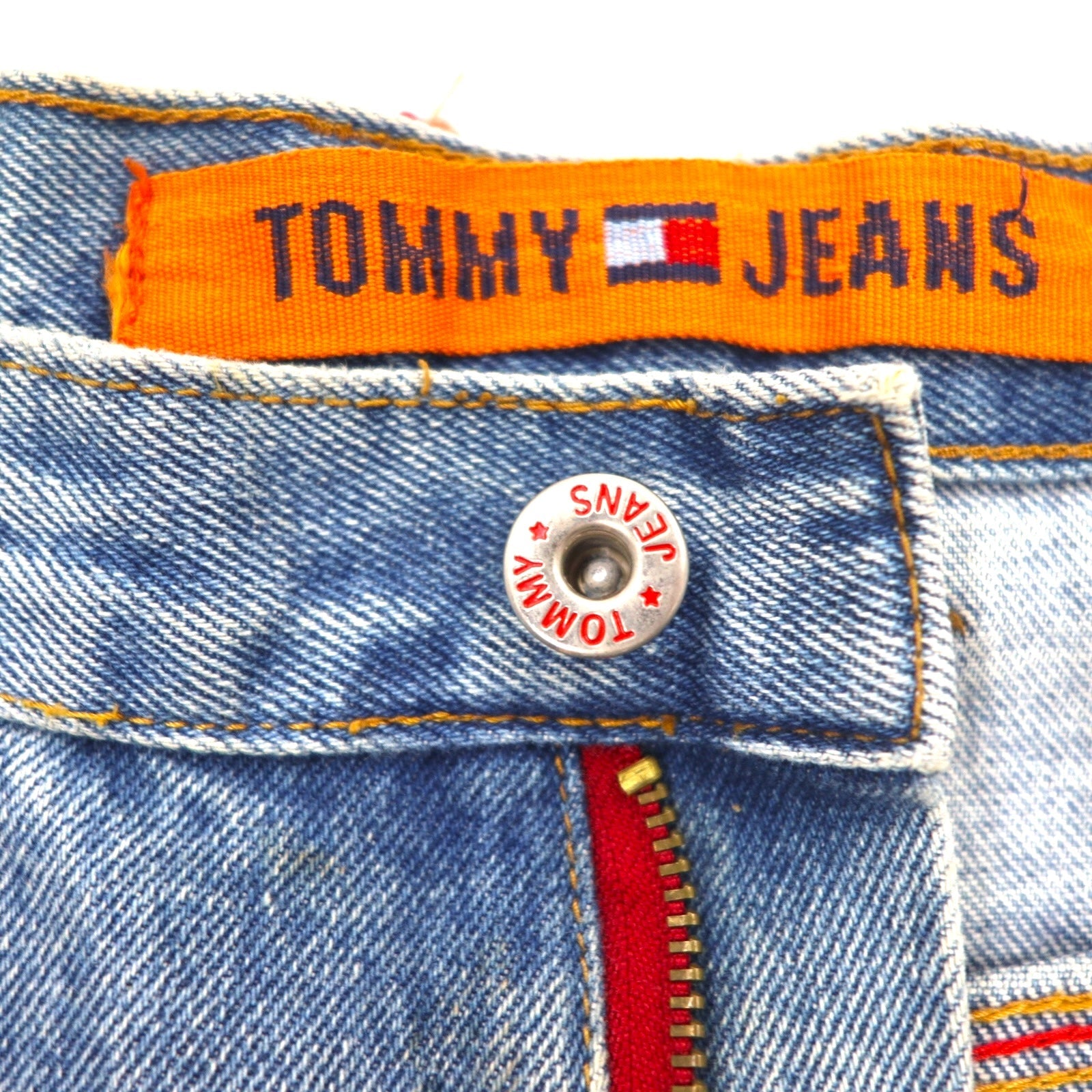 TOMMY JEANS Pantaloni larghi in denim stile baggy anni '90, taglia L, colore indaco, chiusura con cerniera lampo