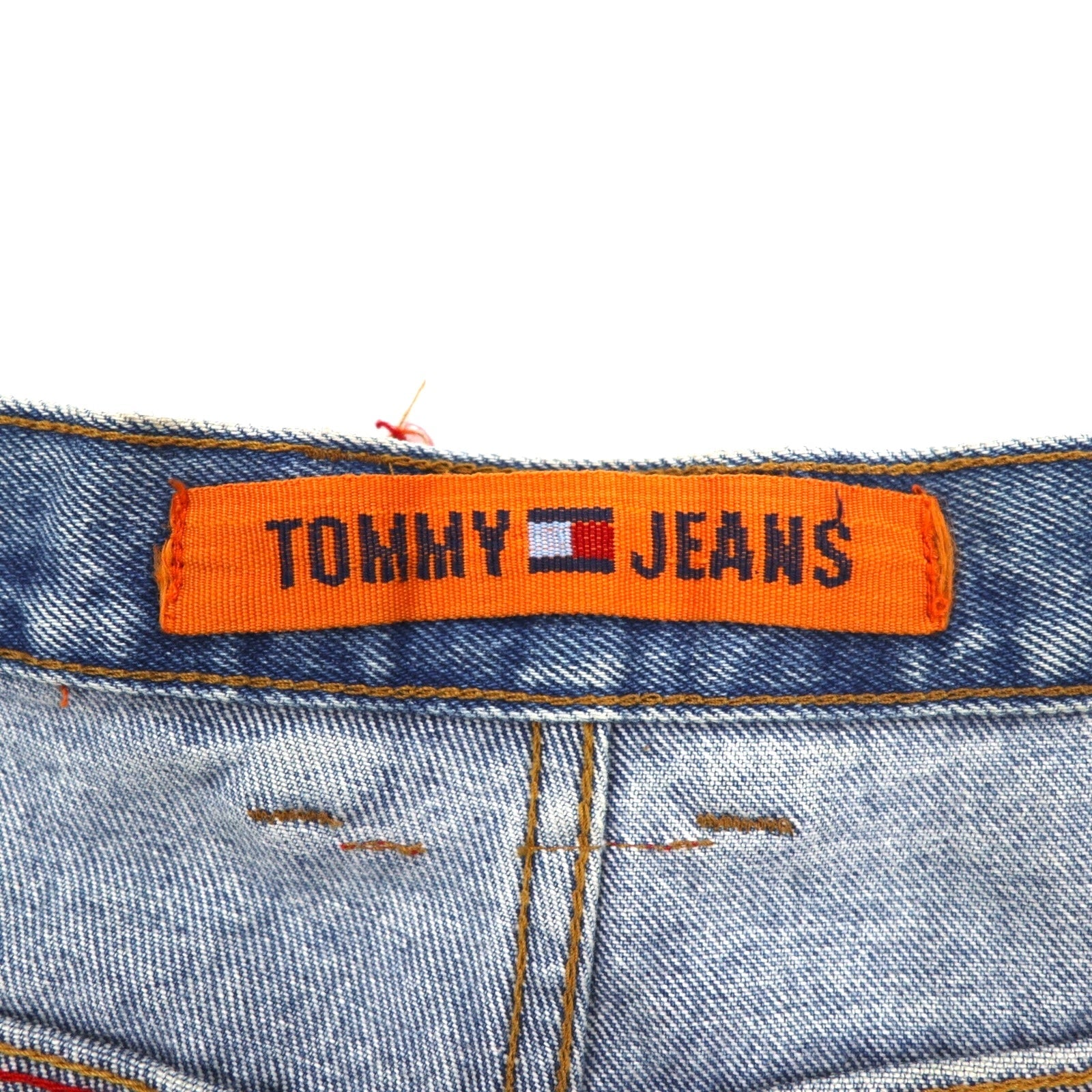 TOMMY JEANS Pantaloni larghi in denim stile baggy anni '90, taglia L, colore indaco, chiusura con cerniera lampo