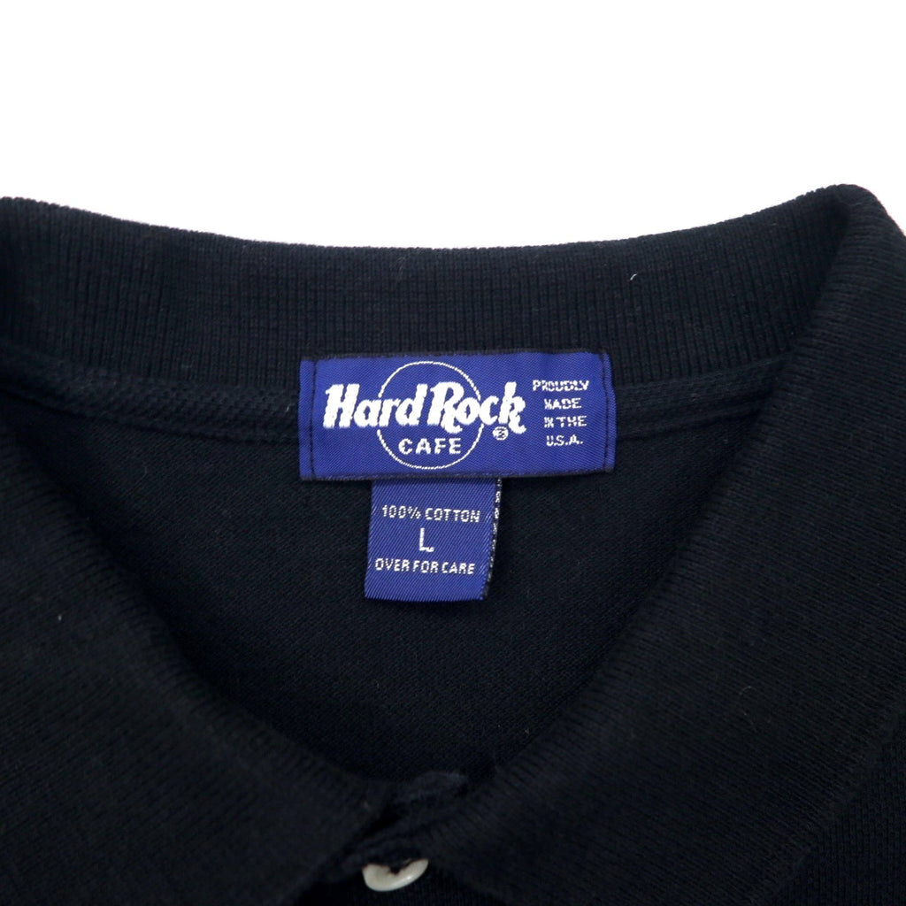 HARD ROCK CAFE Polo, made in USA, taglia L, nero, cotone, logo ricamato, taglia grossa