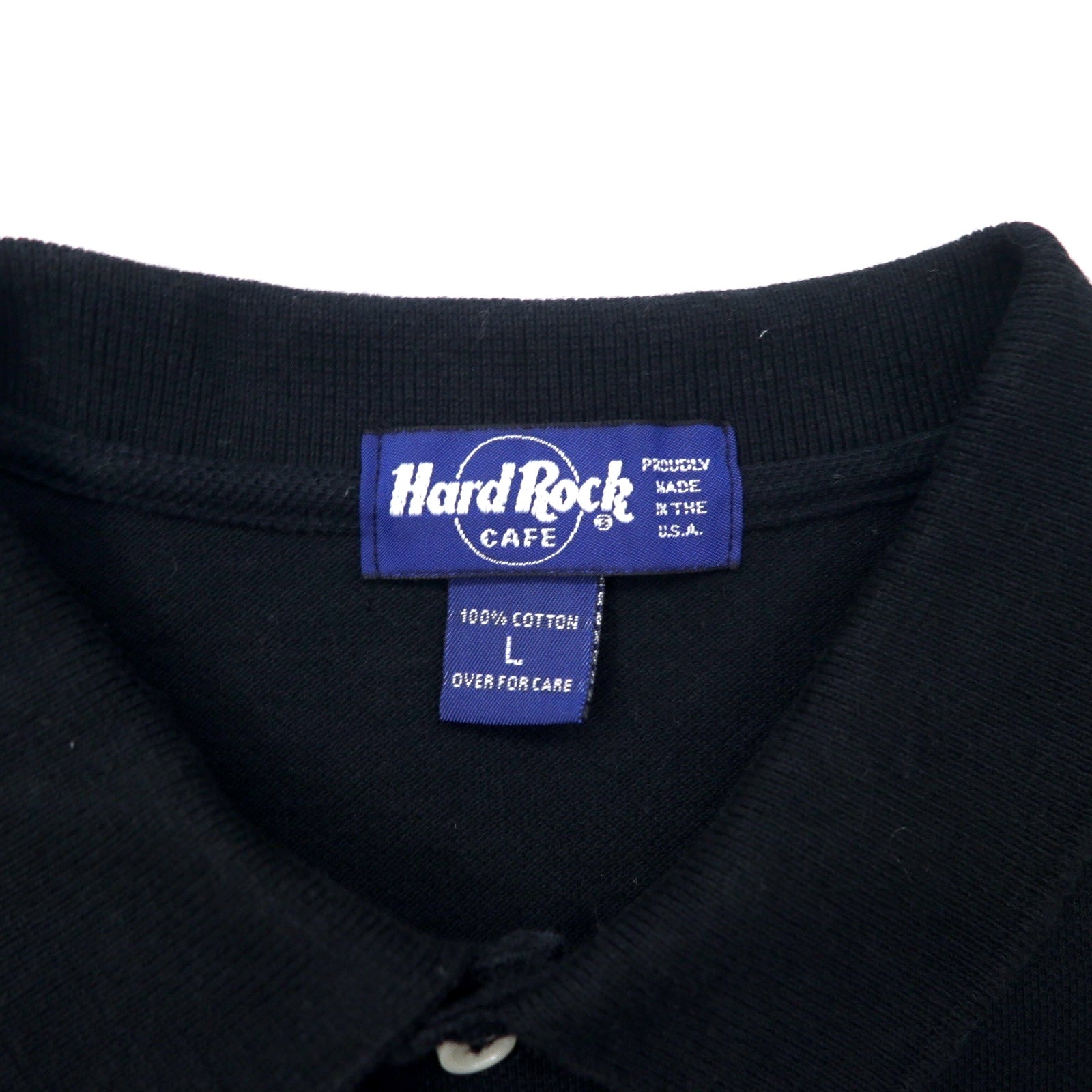 HARD ROCK CAFE Polo, made in USA, taglia L, nero, cotone, logo ricamato, taglia grossa